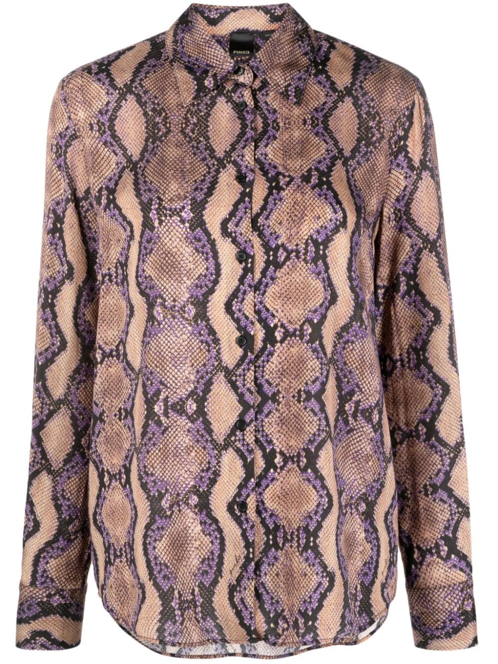 snakeskin-print long-sleeve shirt - 1