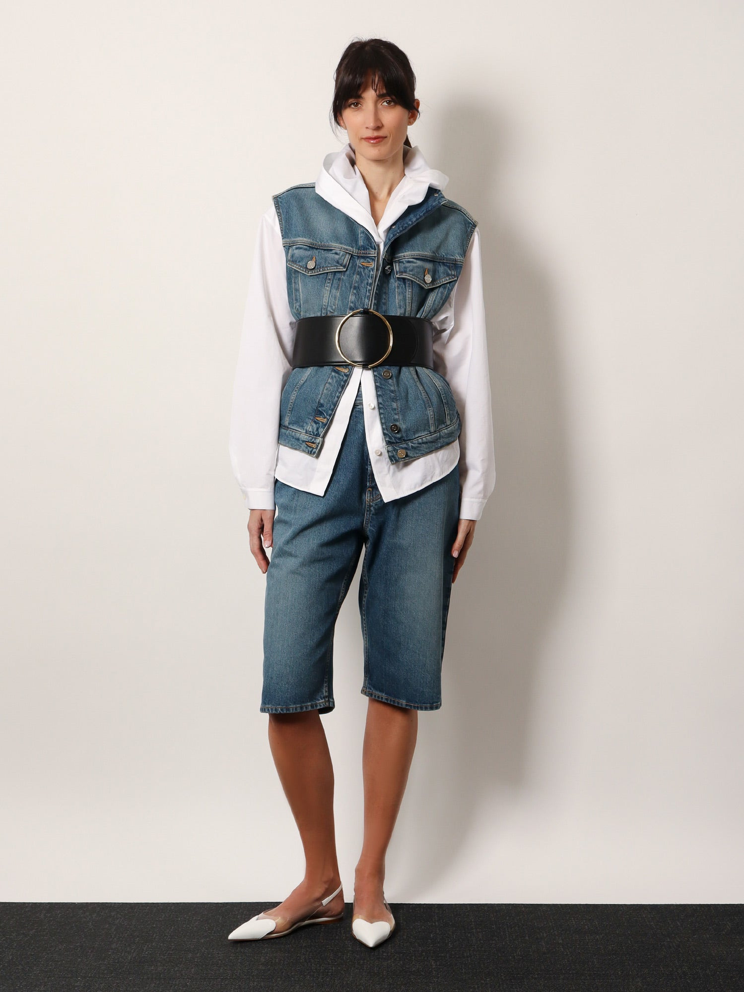 Stone Washed Denim Sleeveless Jacket - 2