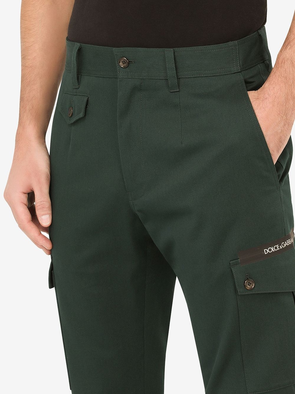 stretch-cotton cargo trousers - 5