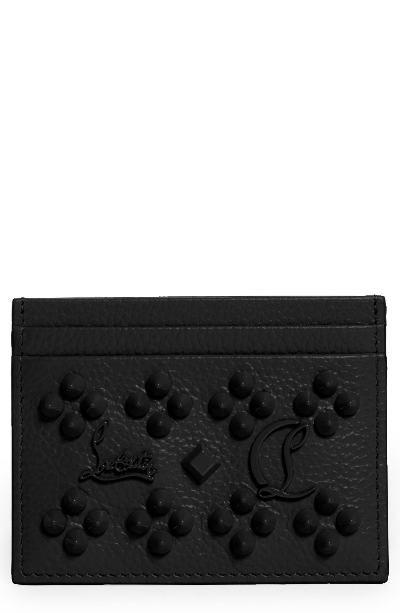 Christian Louboutin Kios Simple Leather Card Case in Black/Ultrablack at Nordstrom - 1