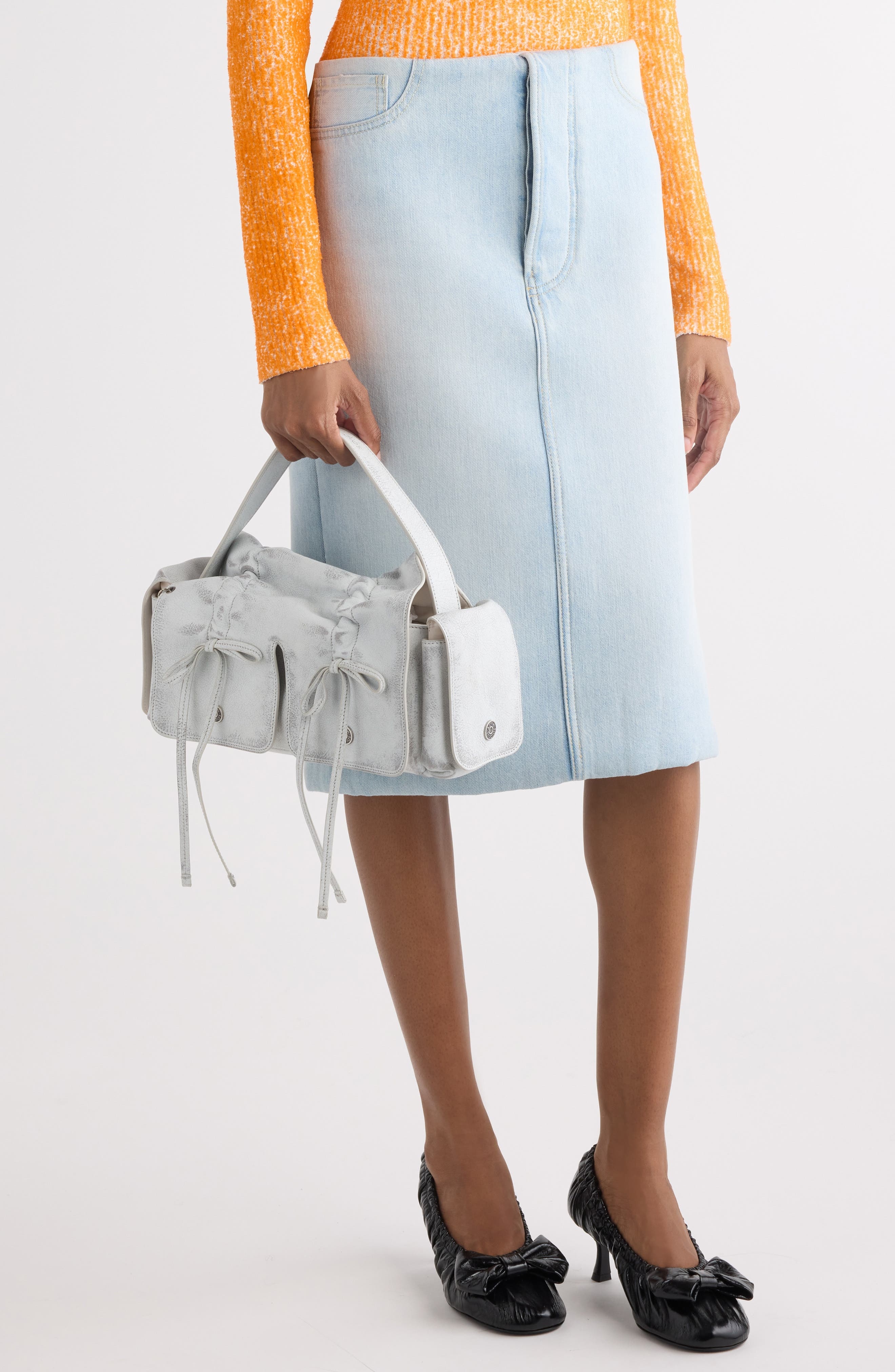 Acne Studios Multipocket Washed Leather Bag in White/Grey at Nordstrom - 2