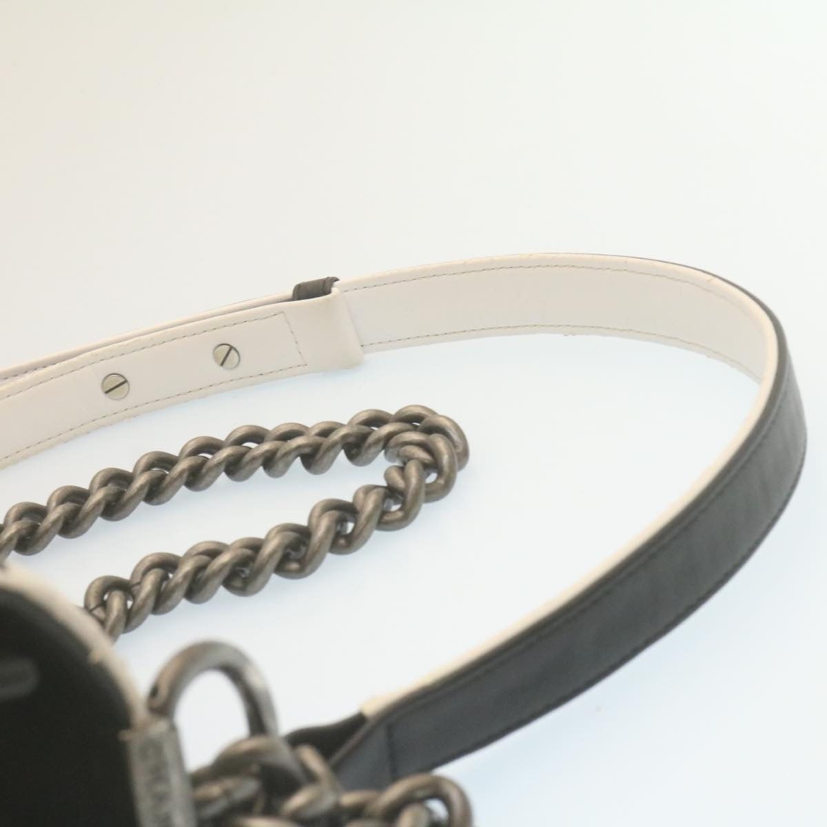 CHANEL Matelasse Boy CHANEL Chain Shoulder Bag Lamb Skin Black CC - 8