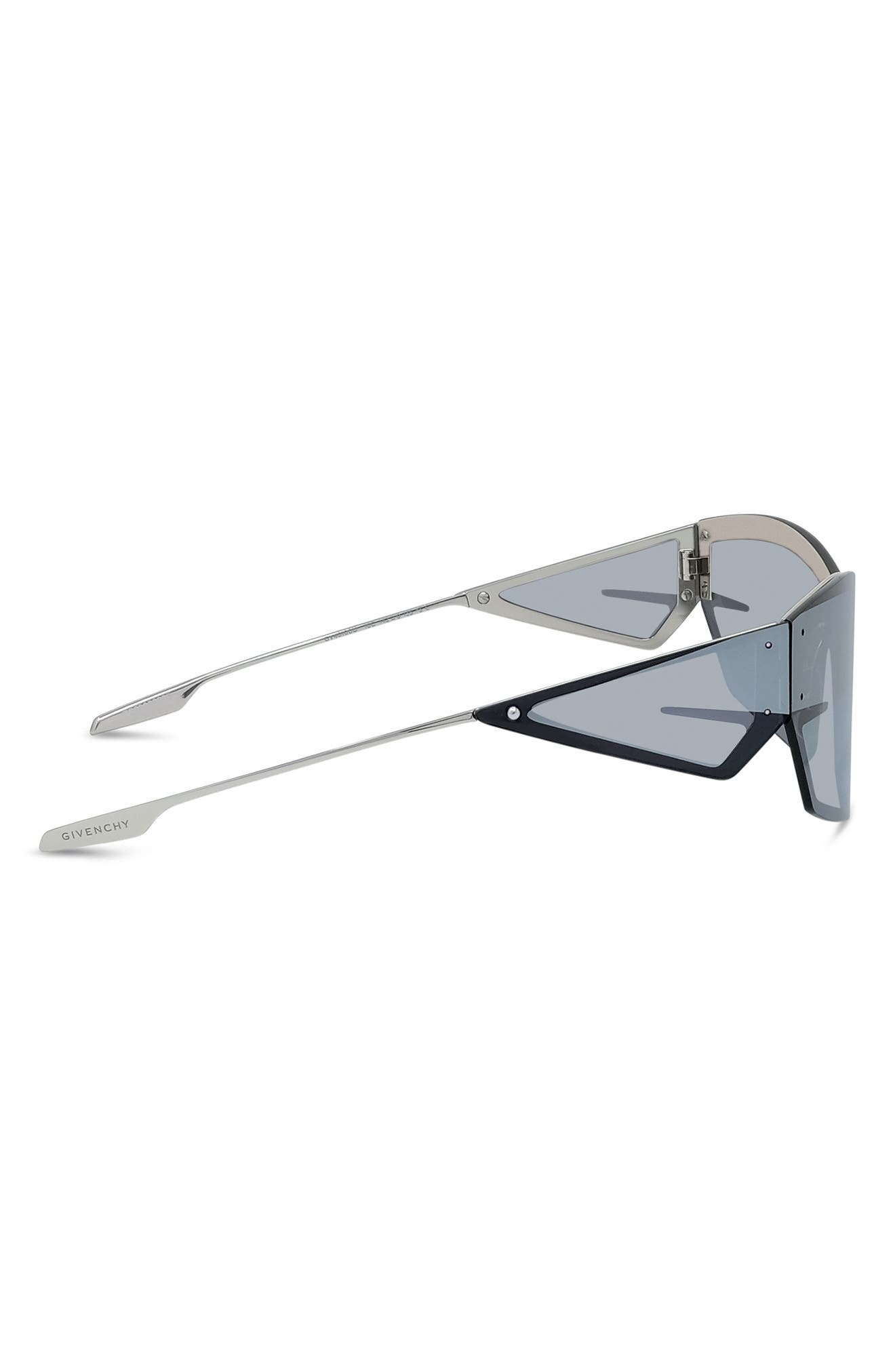 Givenchy Giv Cut 69mm Oversize Geometric Sunglasses in Shiny Palladium /Smoke Mirror at Nordstrom - 3