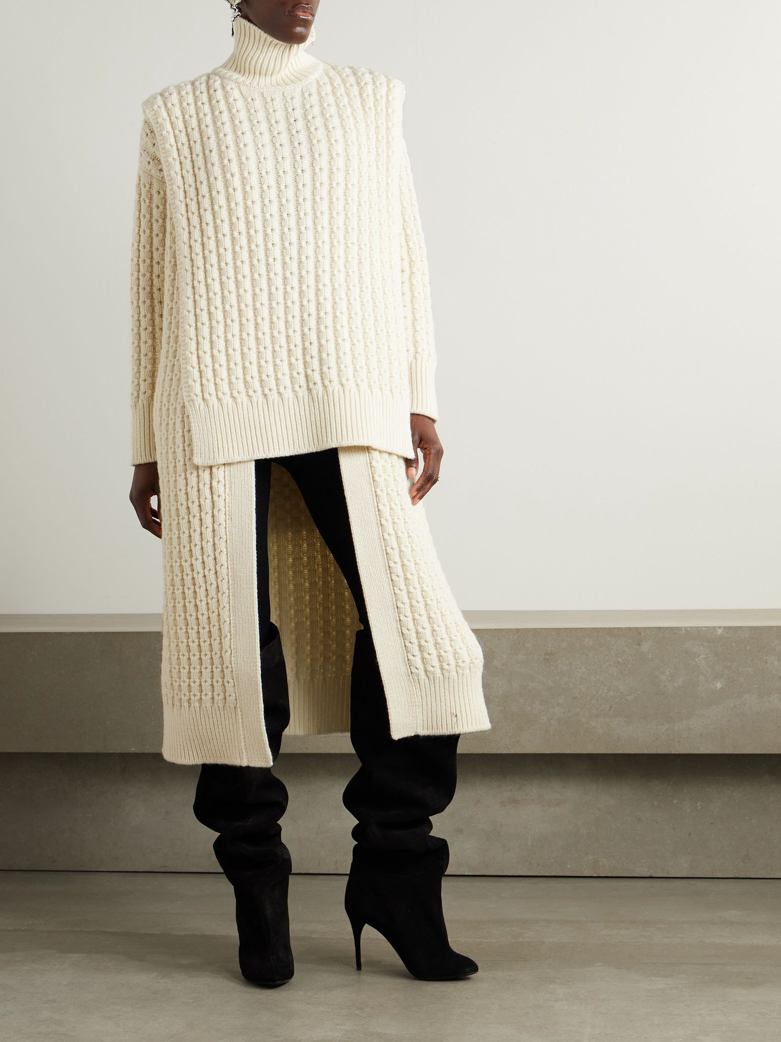 Oversized wool cardigan Ivory - 2