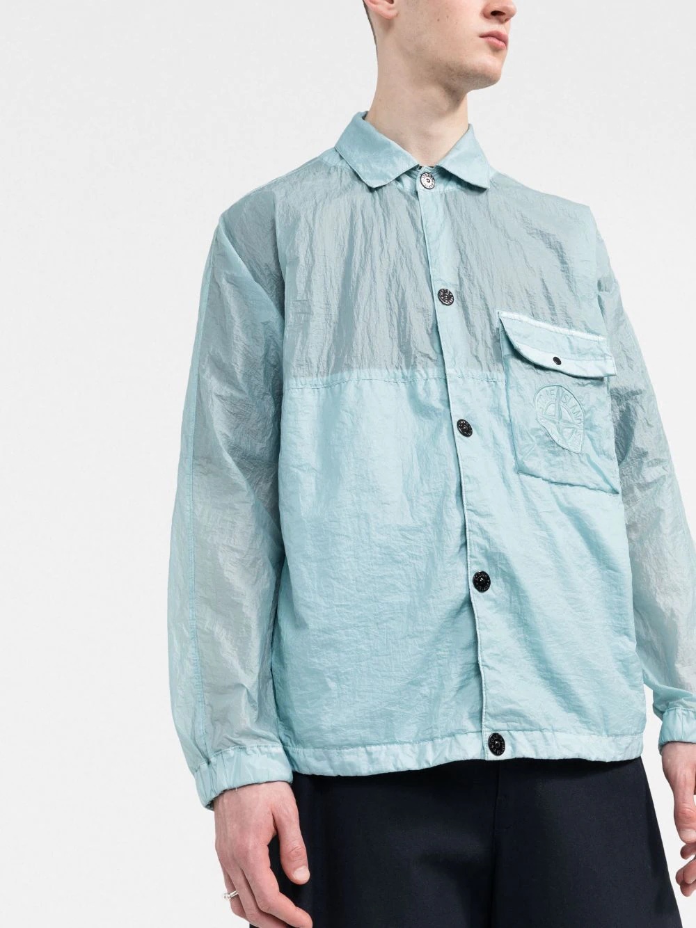 Compass-patch garment-dyed shirt jacket - 3