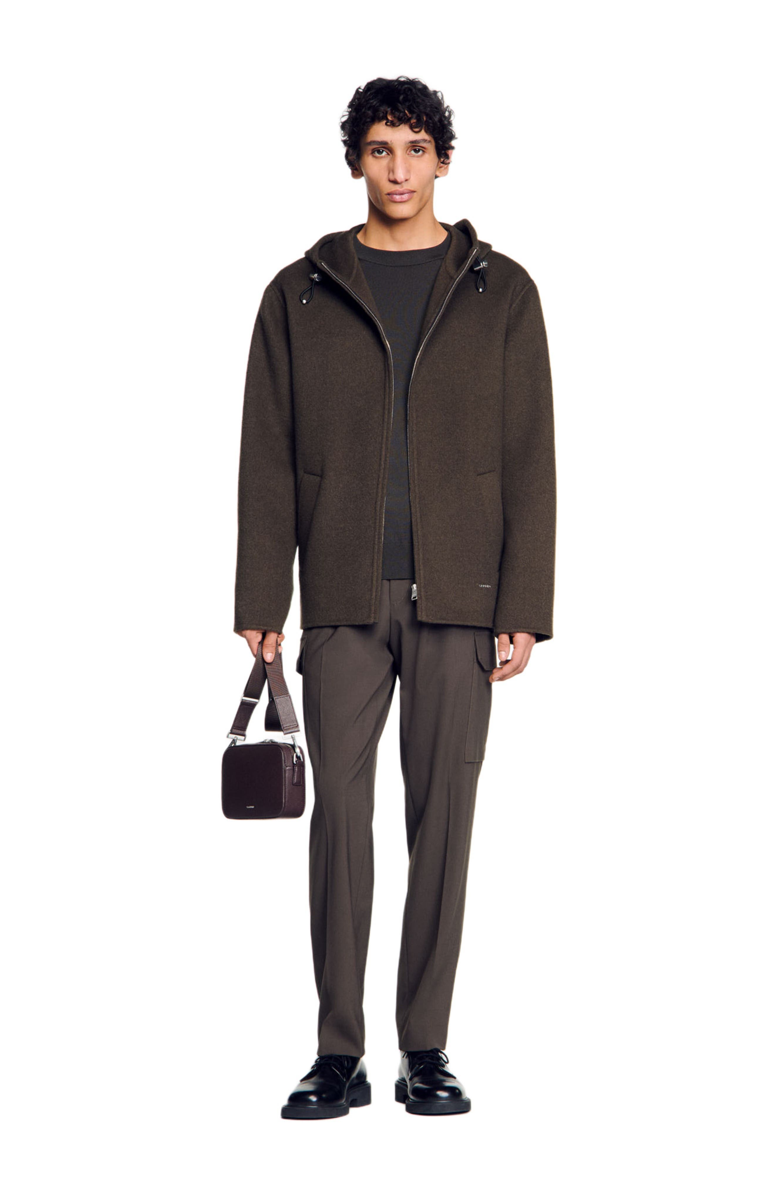 SANDRO Hooded windcheater in Dark Khaki at Nordstrom - 6