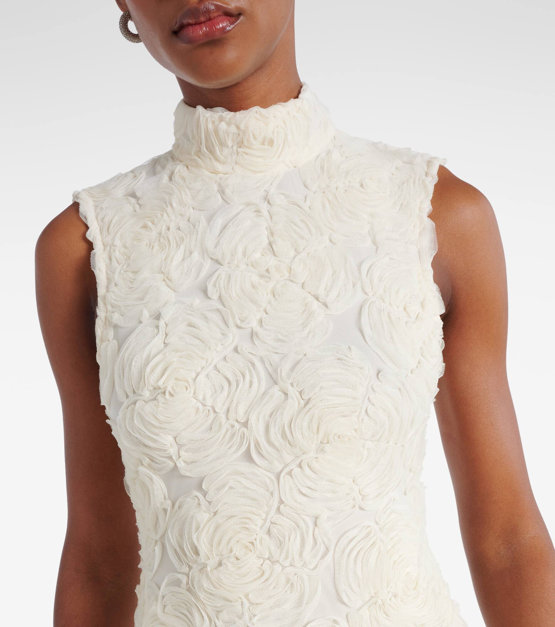 Floral mesh maxi dress - 4