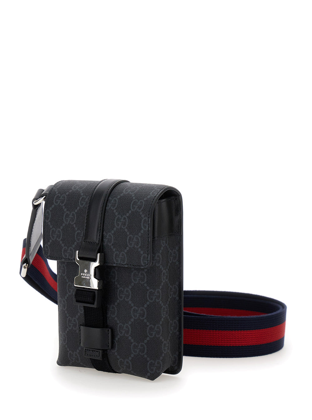 Gucci Men Black Crossbody Bag With All-Over Gg  Print In Tech Fabric And Cotton Blend Man - 2