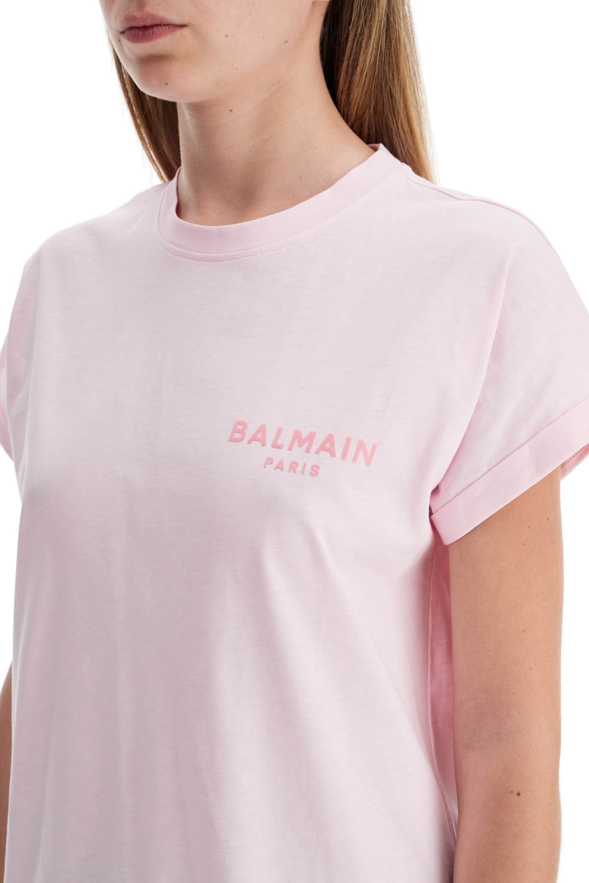 Balmain Flocked Logo T Shirt - 5