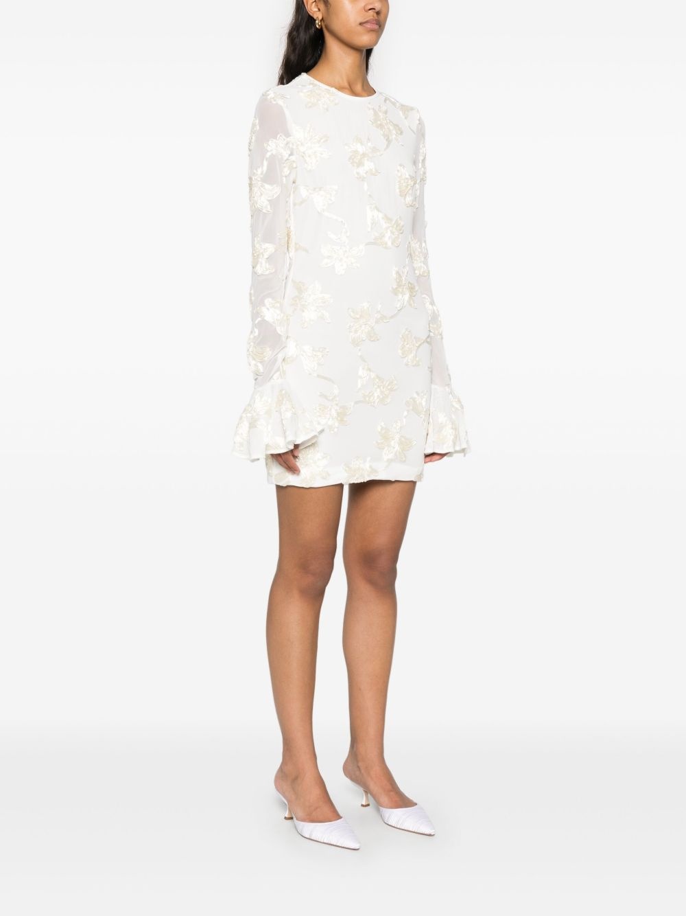 flower-mesh mini dress - 3