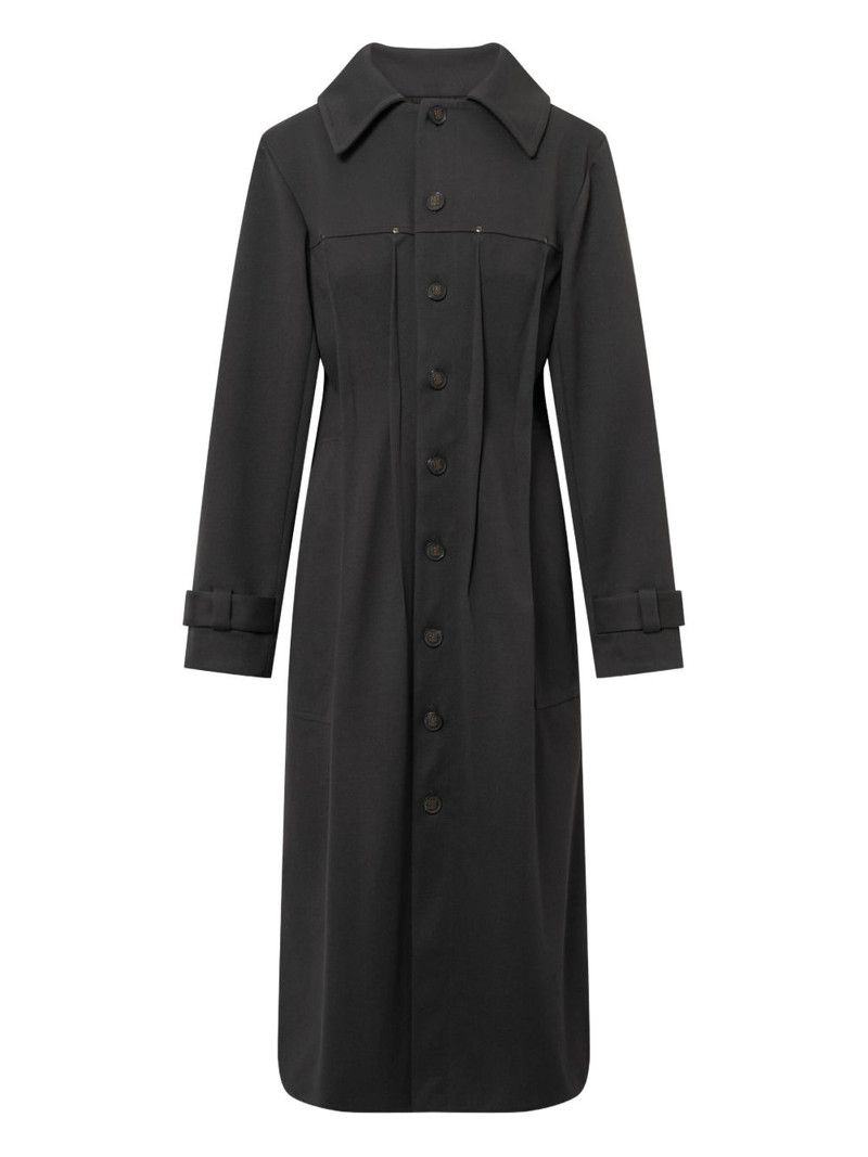 pleated button-fastening coat 1