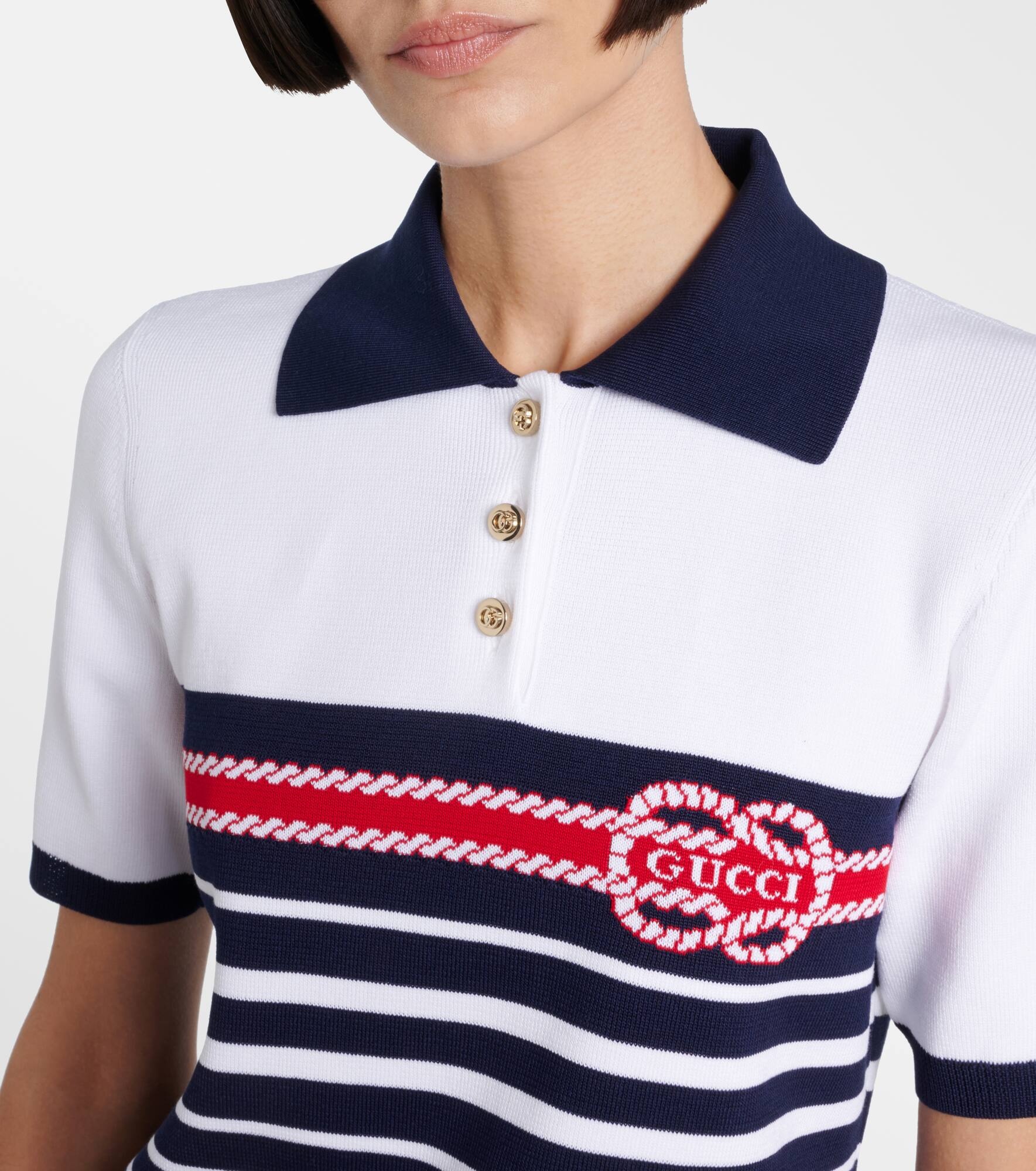 Intarsia cotton polo shirt - 4