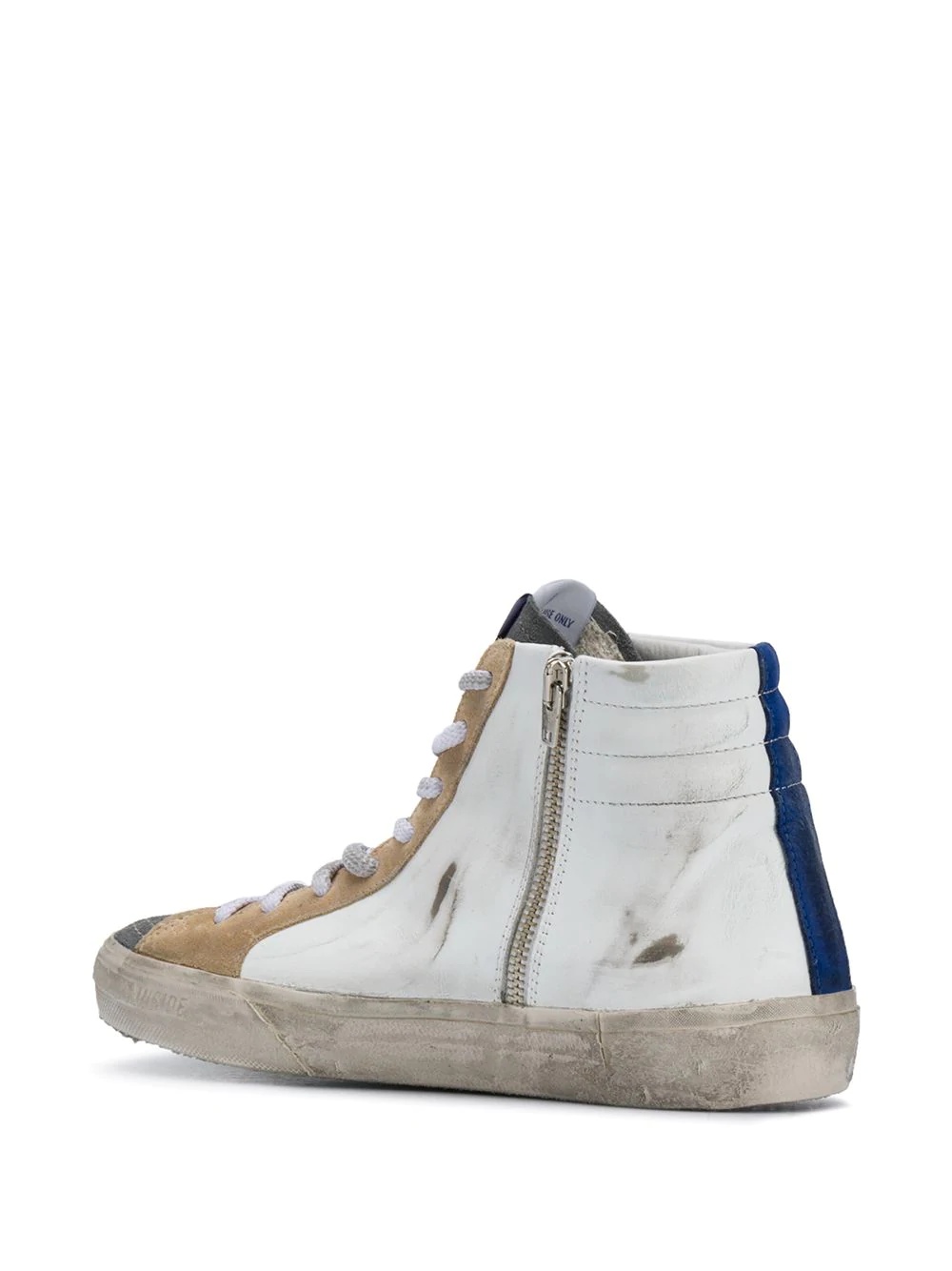 high-top distressed-finish sneakers - 3