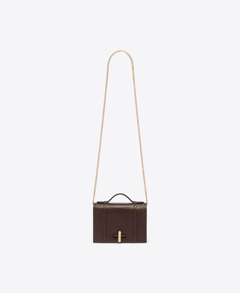May Dark Brown Embossed Leather Small Handbag 6