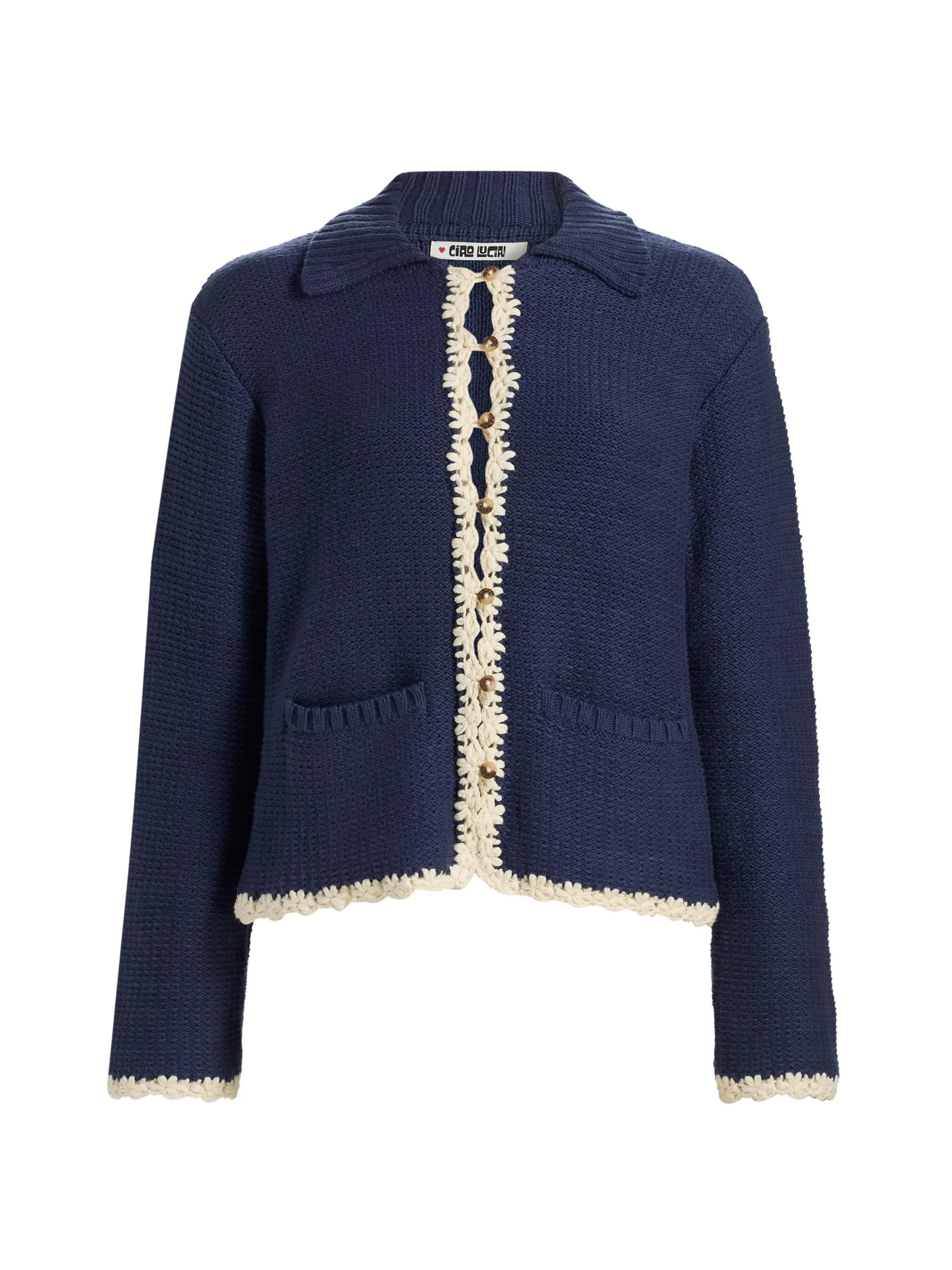 Women's Reyla Crochet-Trimmed Cardigan - Midnight - 1