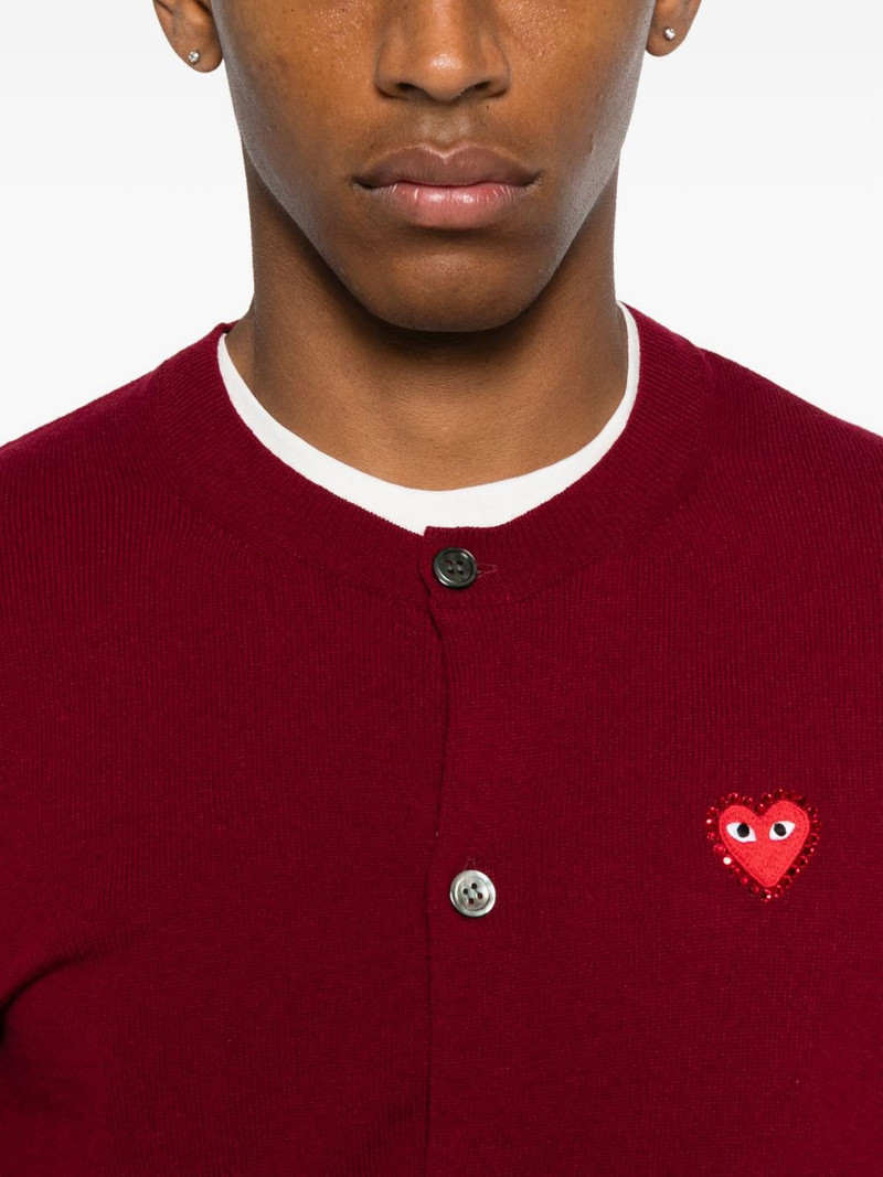 heart-emblem rhinestone-embellishment cardigan 5