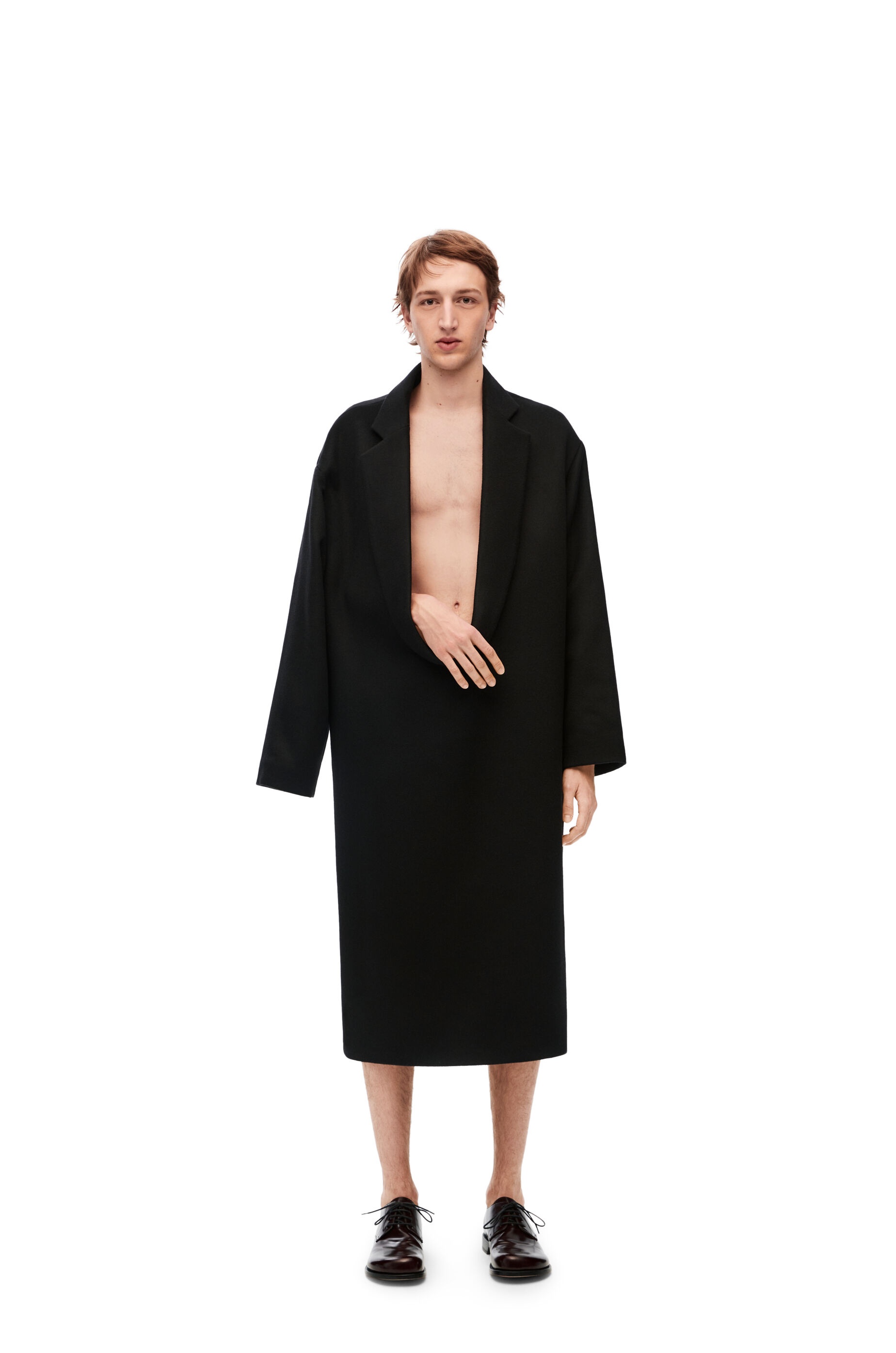 Scoop collar coat in wool and cashmere - 1