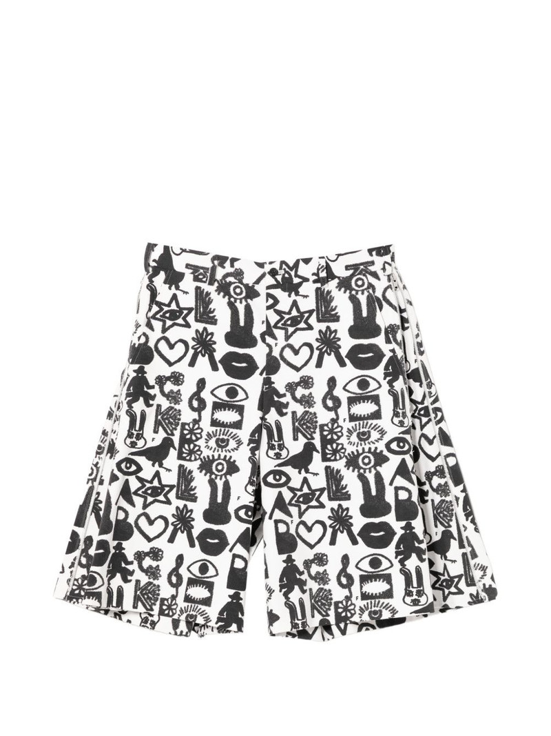 graphic-print zip shorts 1
