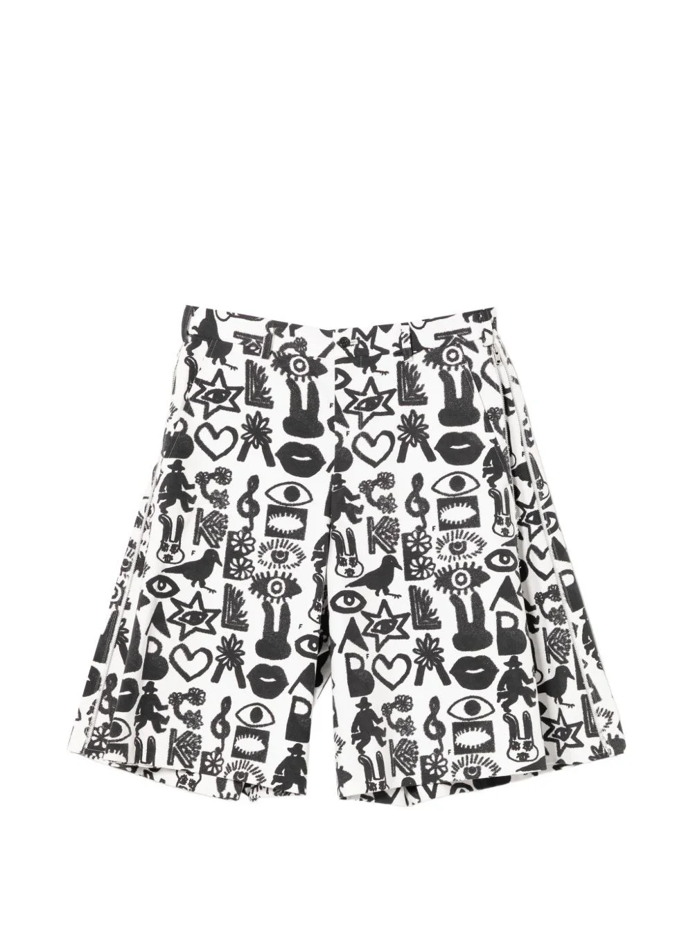 graphic-print zip shorts - 1
