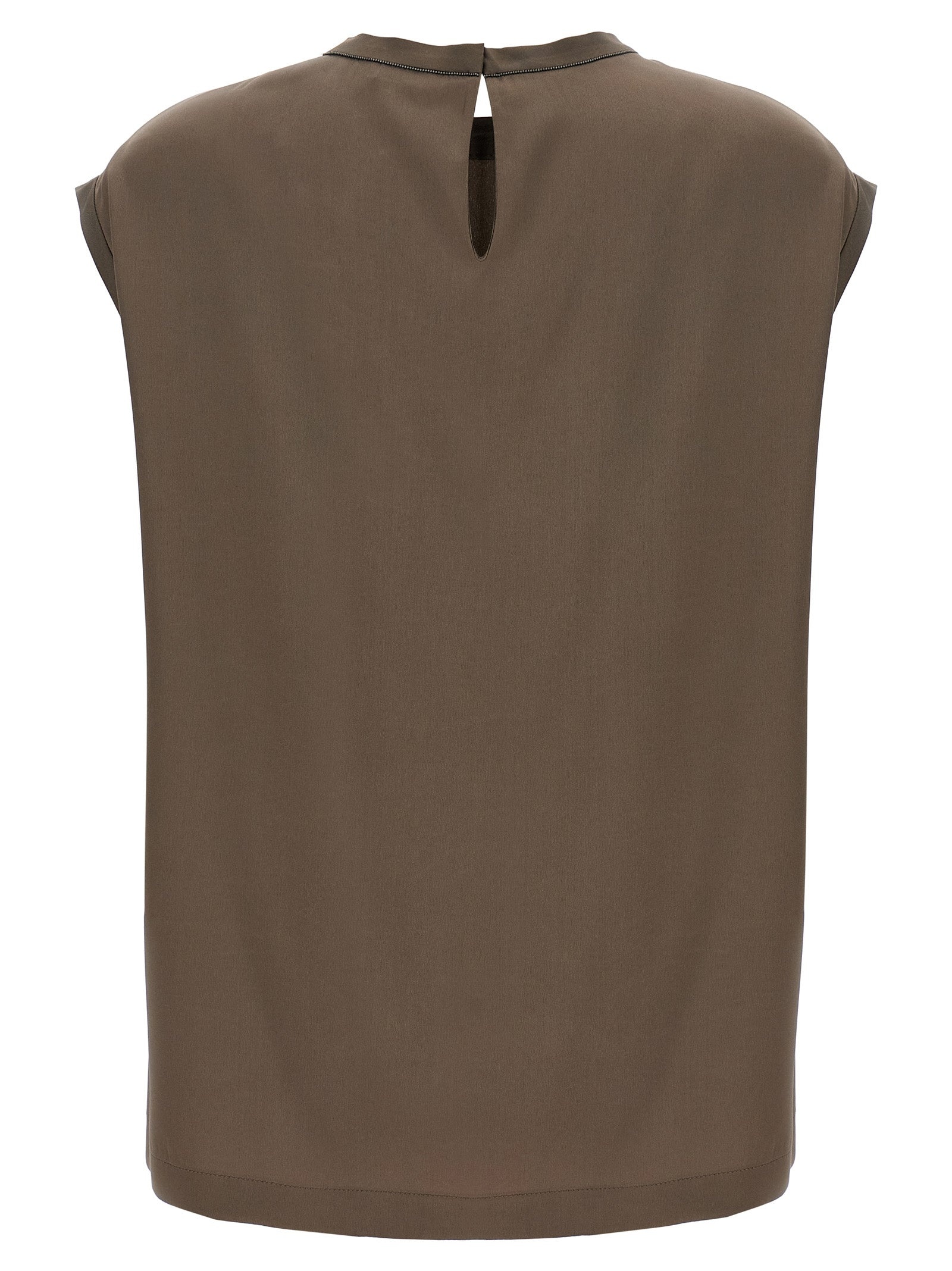 Monile Satin T-Shirt Brown - 2