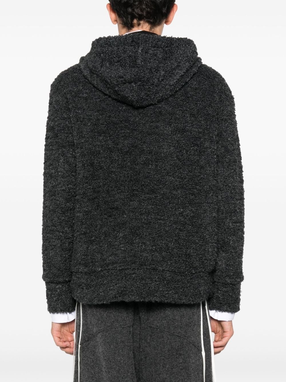 textured drawstring zipped hoodie - 4