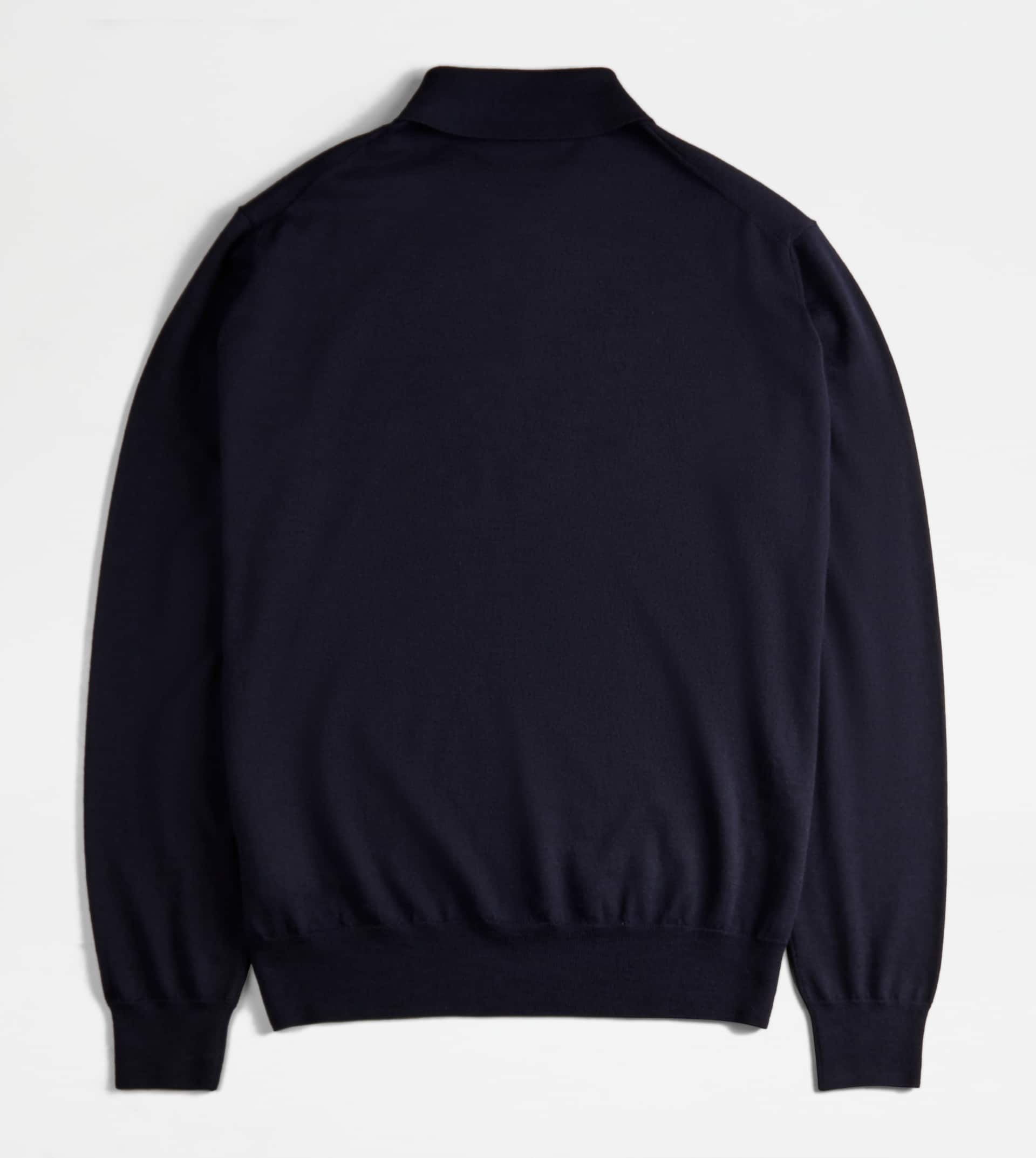 POLO SHIRT IN WOOL AND SILK - BLUE - 2
