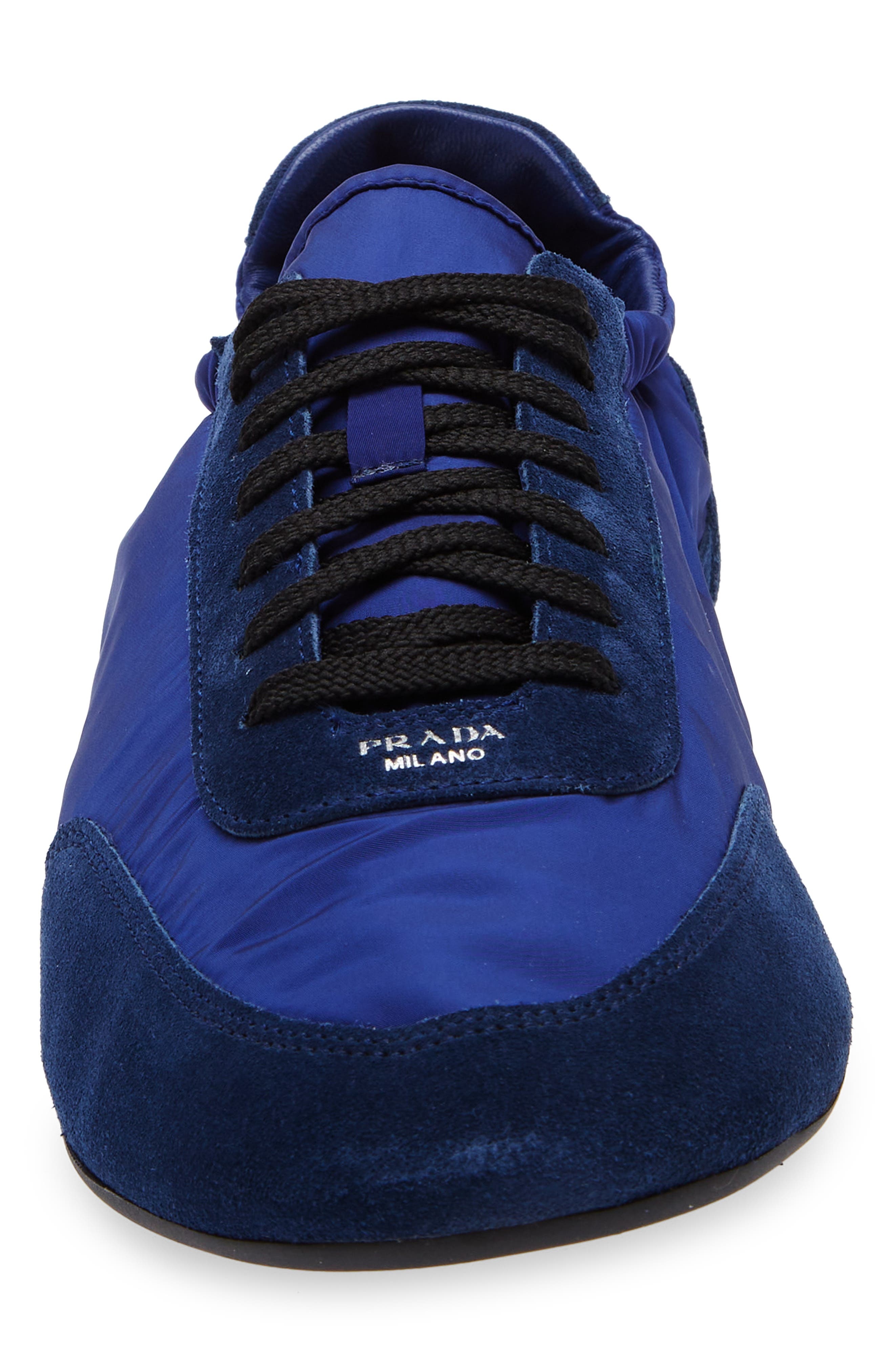 Prada Collapse Mixed Media Low Top Sneaker in Bluette at Nordstrom - 4