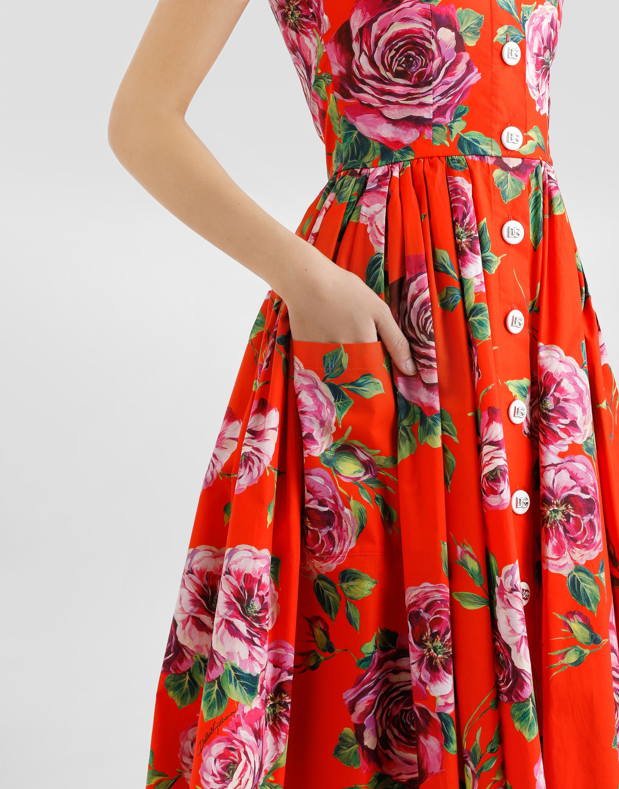 Cotton sundress with rose print - 5