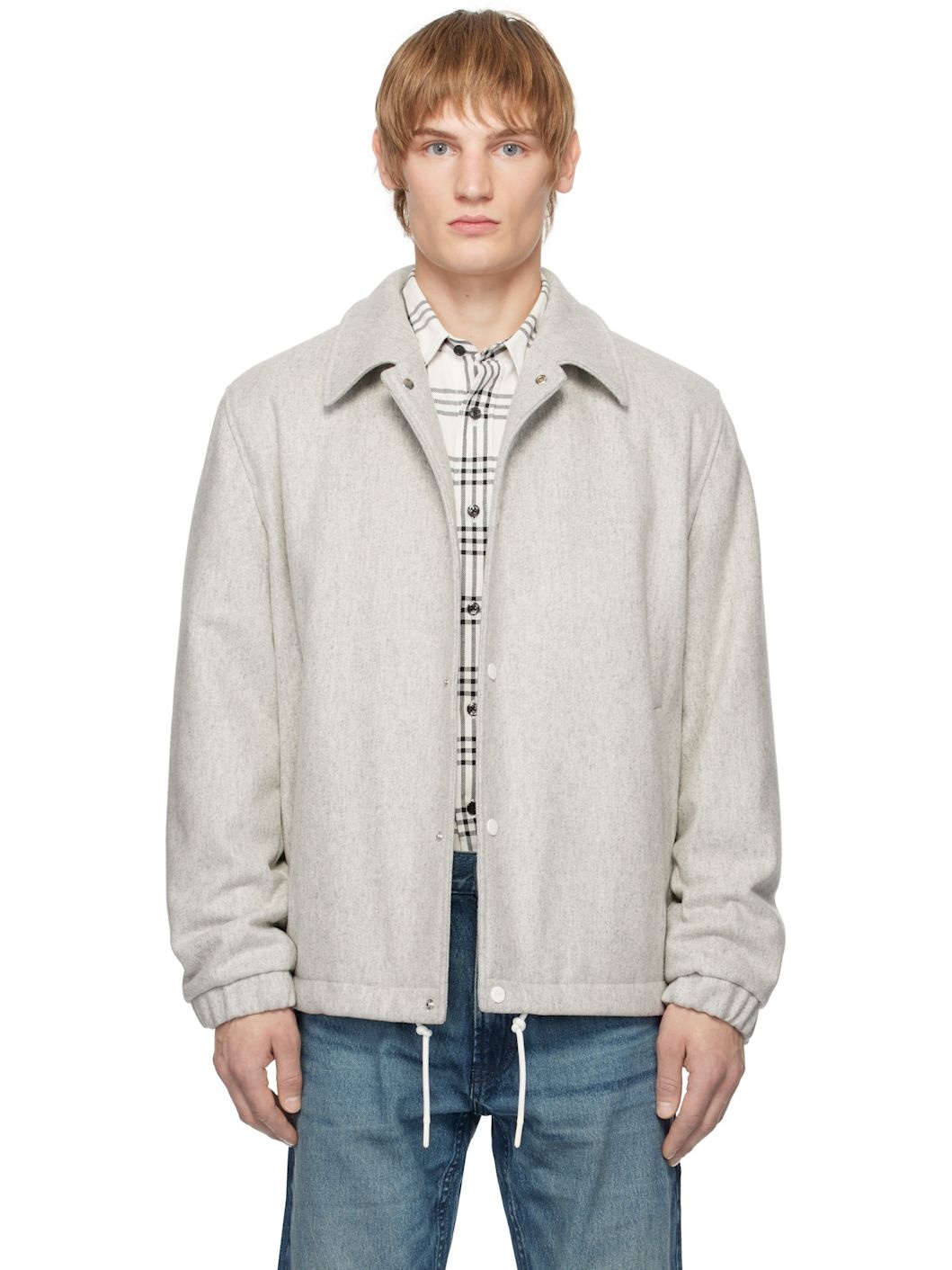 Gray Regular-Fit Padded Coach Jacket - 1