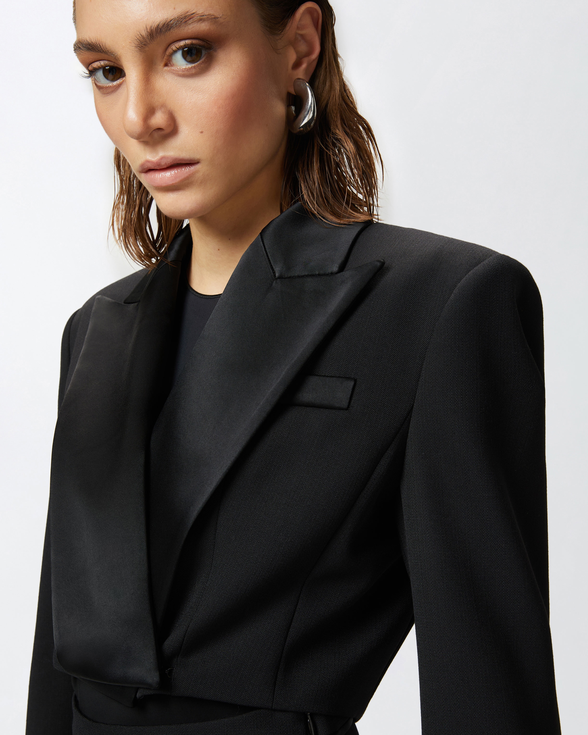 SPENCER SHORT JACKET WITH SATIN LAPELS - 5