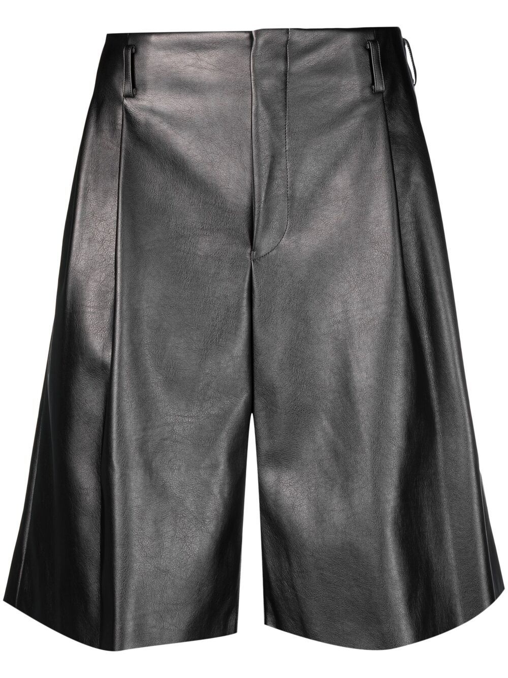 flared faux-leather shorts - 1