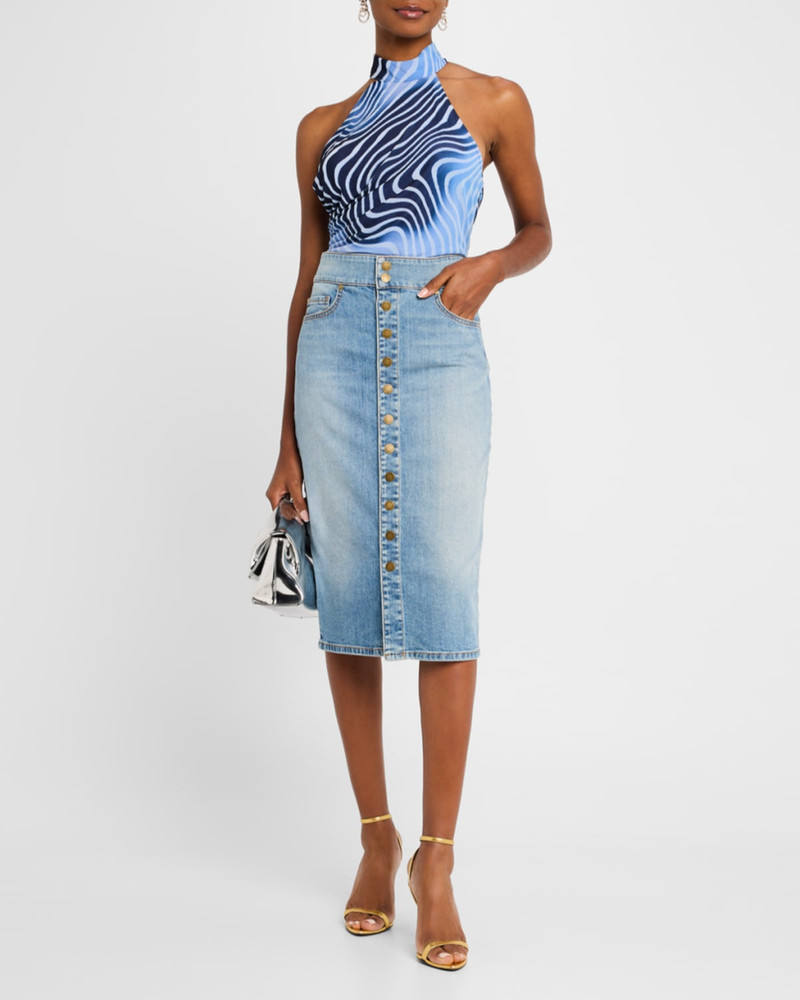 RAMY BROOK Karter Denim Knee-Length Skirt outlook