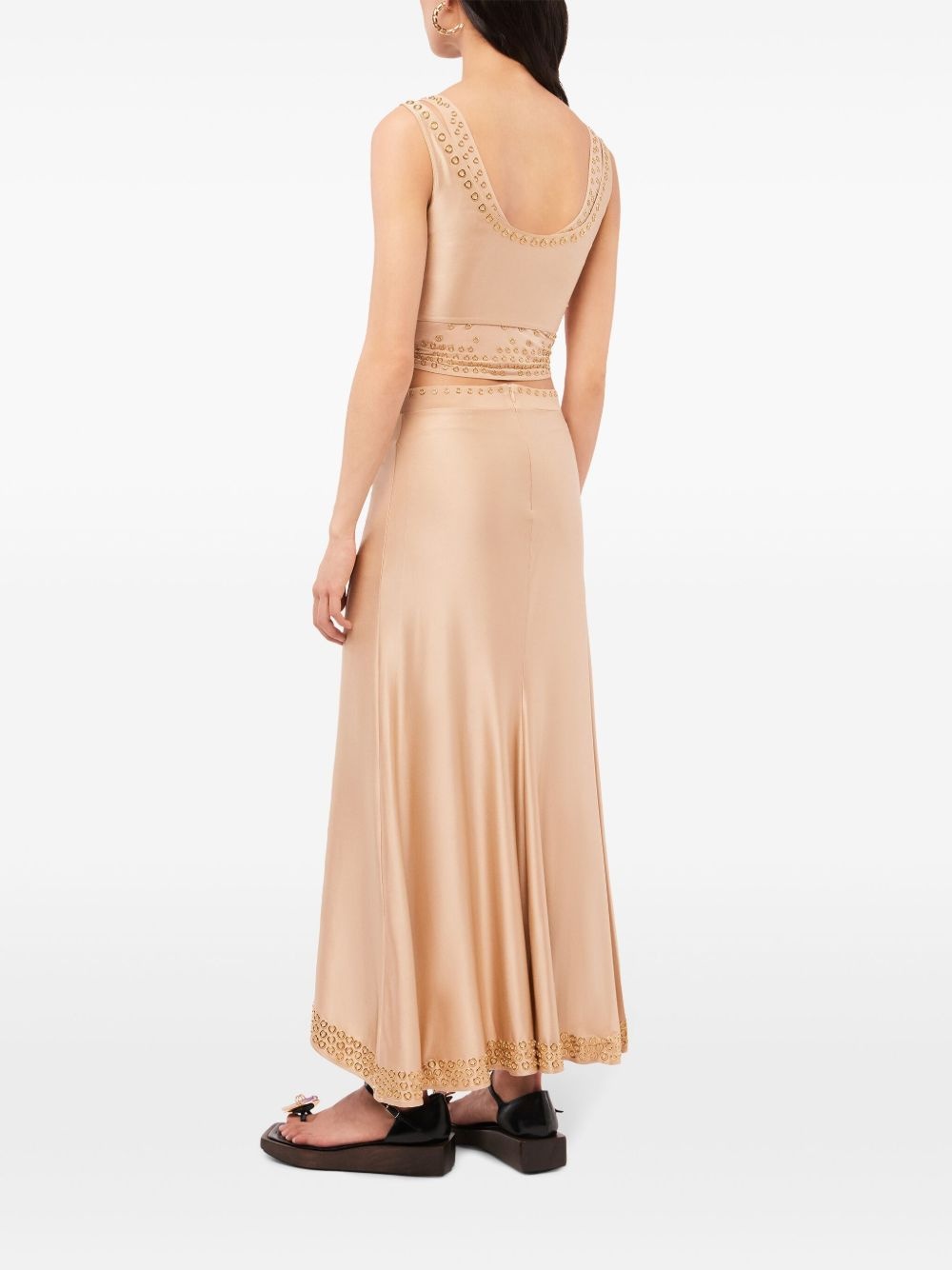 embroidered eyelets asymmetric skirt - 3