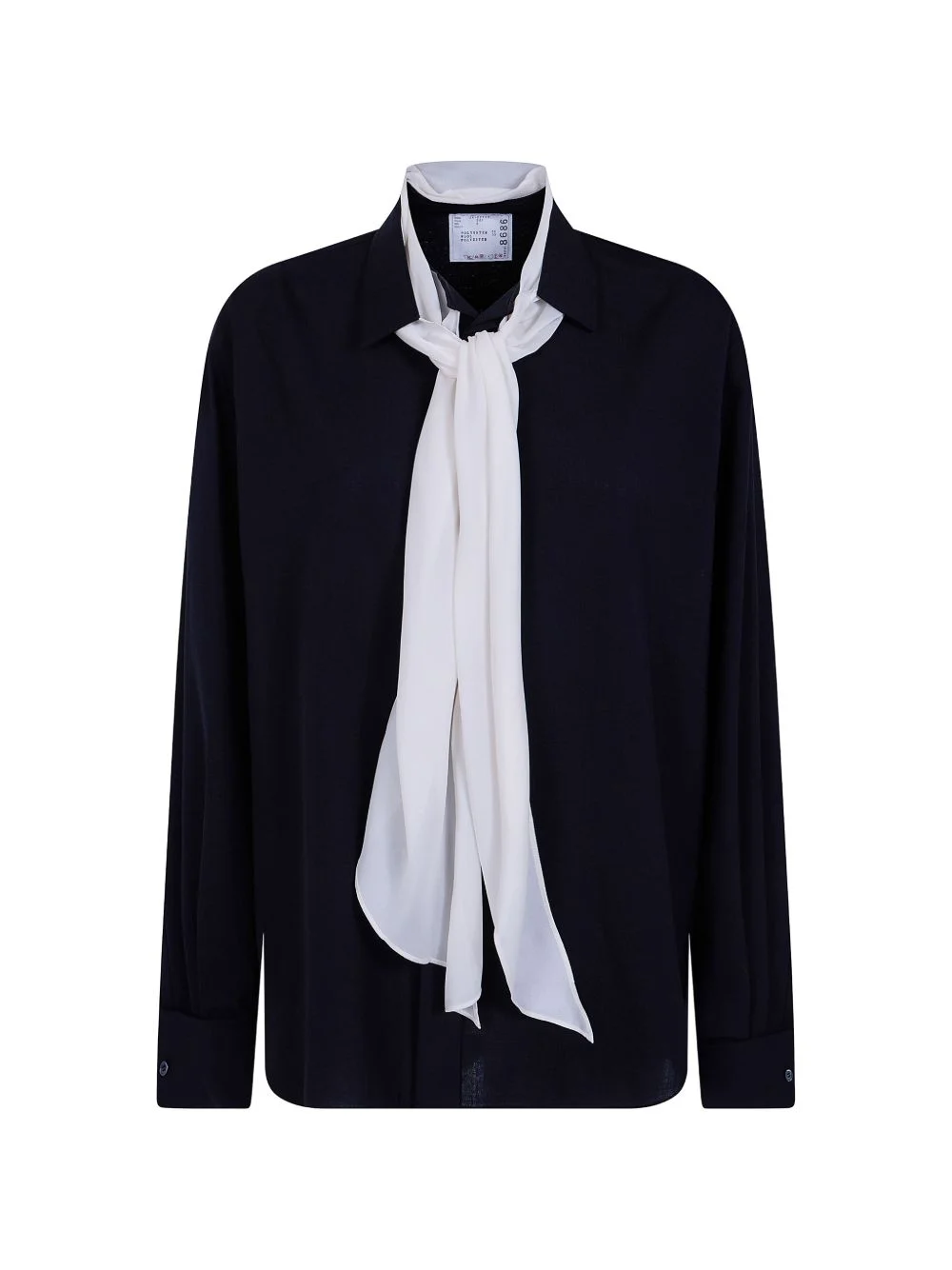 tie-neck long-sleeve shirt - 1