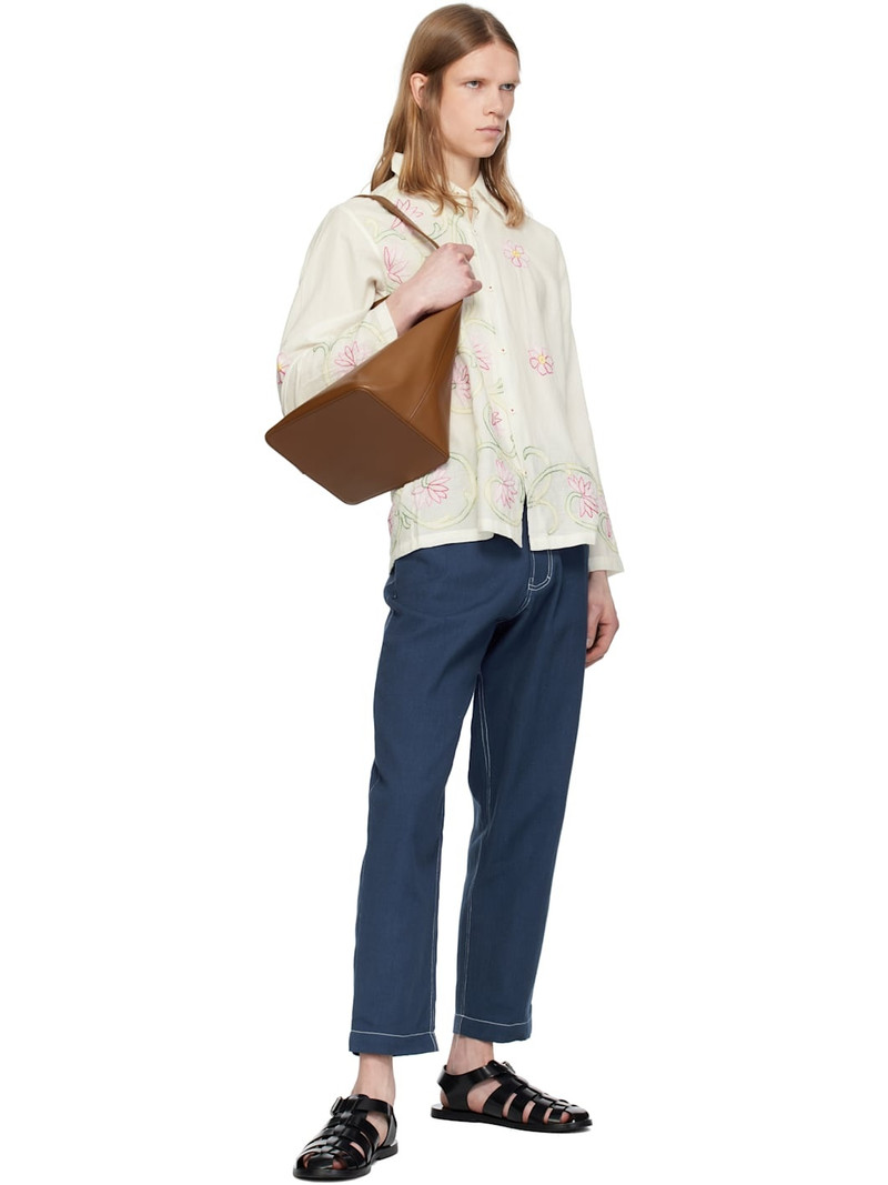 HARAGO White Embroidered Floral Shirt outlook