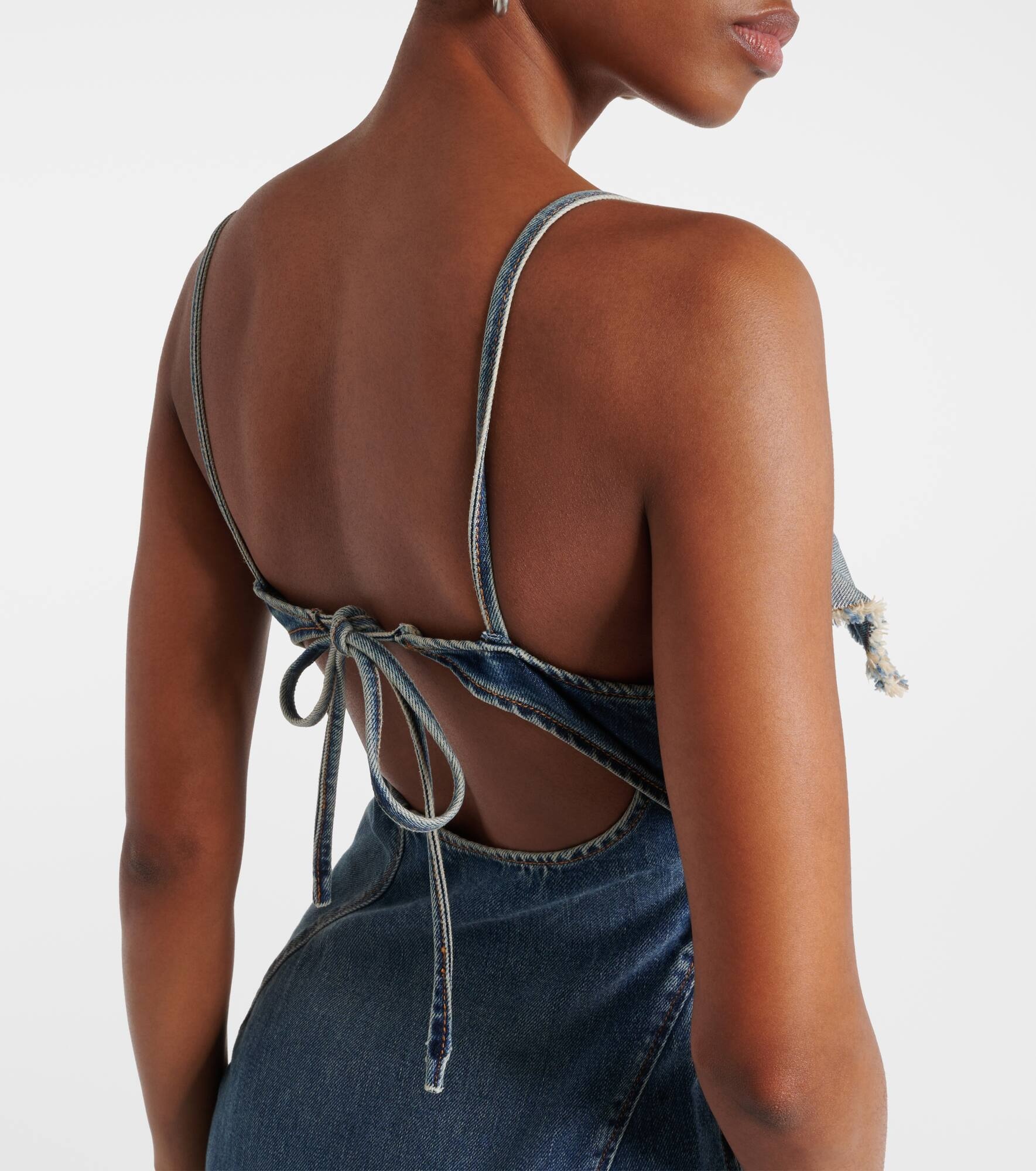 Delouise ruffled denim midi dress - 6