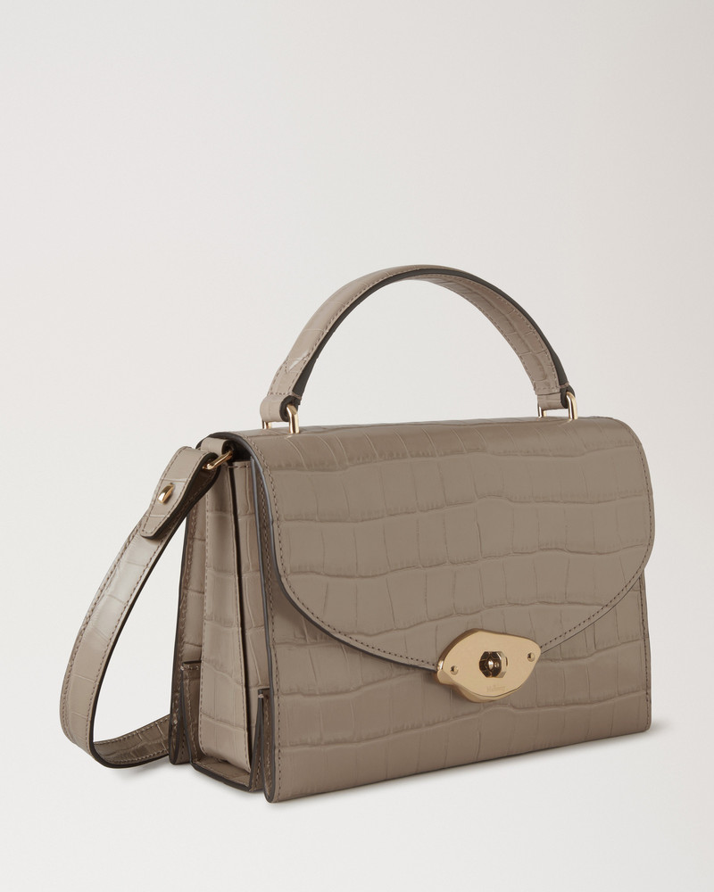 Lana Top Handle Cashmere Taupe Shiny Small Croc 4