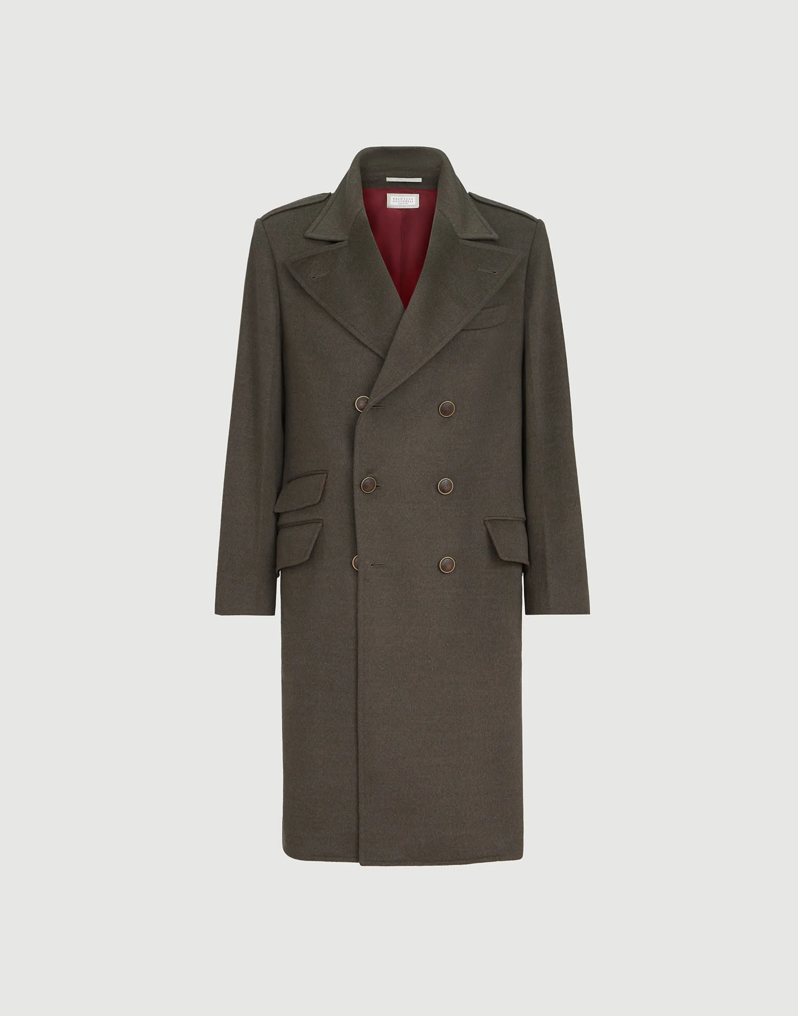 Lightweight virgin wool cloth one-and-a half breasted coat with peak lapels - 1