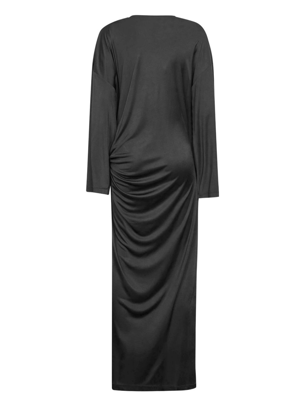 gathered-side slit maxi dress - 2