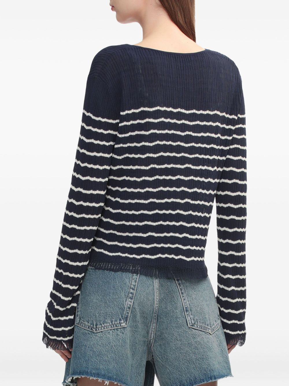 tie-front striped cardigan - 4