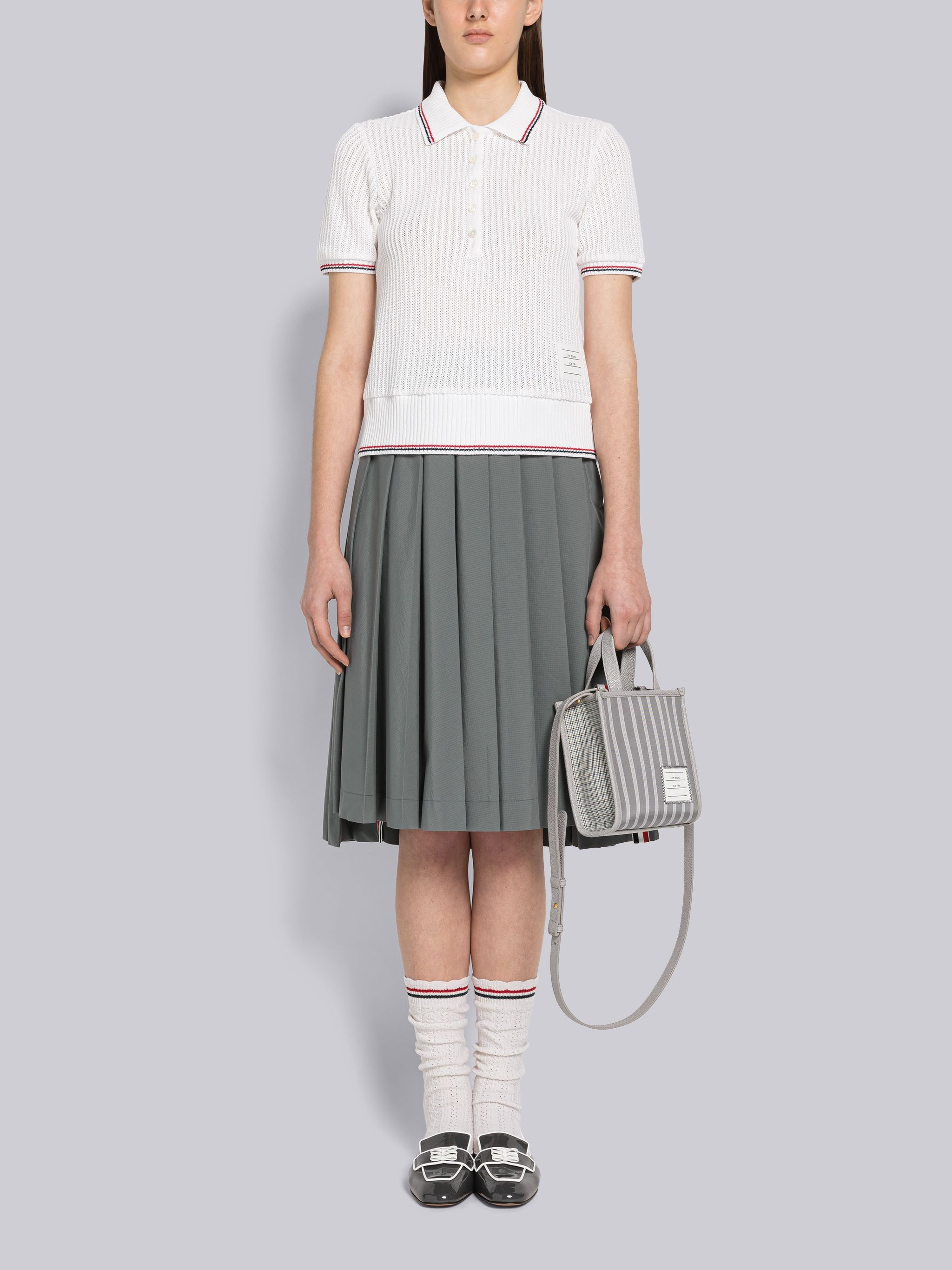 Solid Raschel Tipping Stripe Short Sleeve Polo - 4