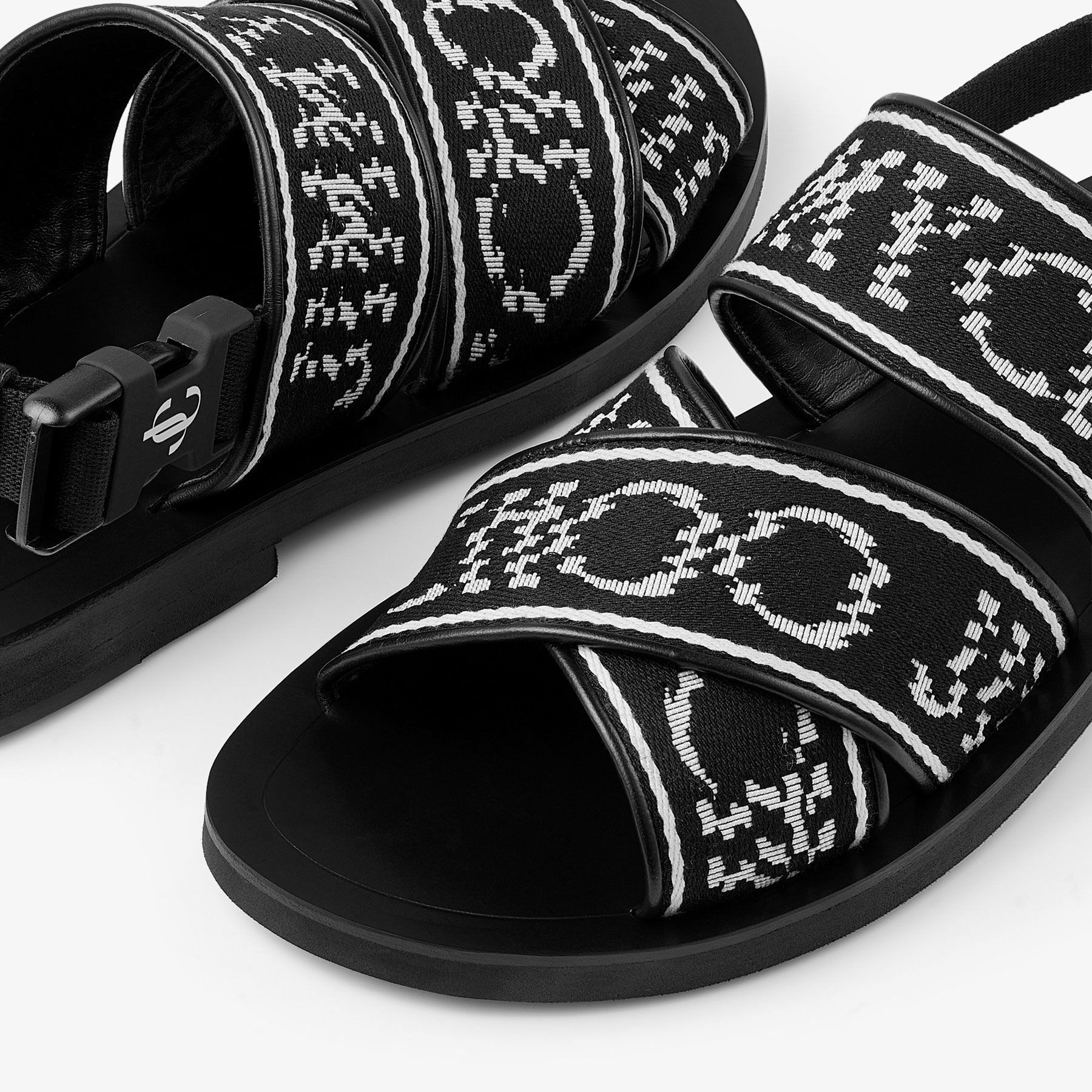 Jude Sandal/M
Black and White Distorted Jimmy Choo Print Webbing Sandals - 3