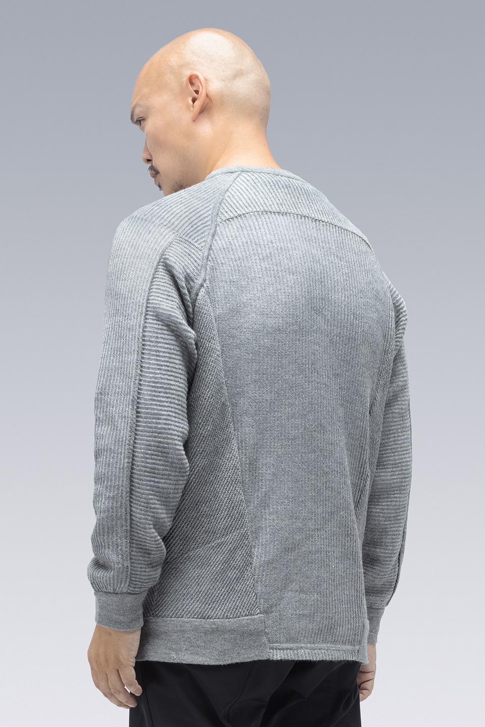 C1-AM Cashllama Silk Mesh Crewneck Sweatshirt Gray - 4