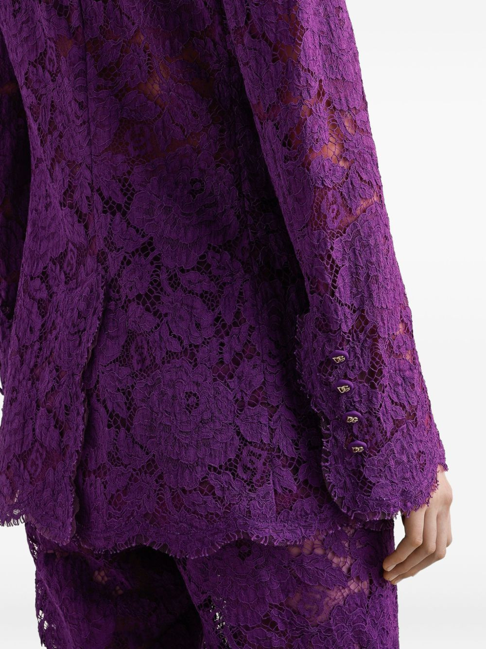 lace-detailing blazer - 5