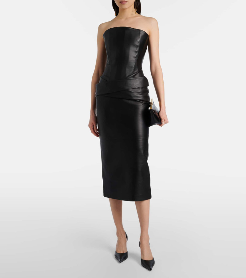 ALEX PERRY Strapless leather midi dress outlook