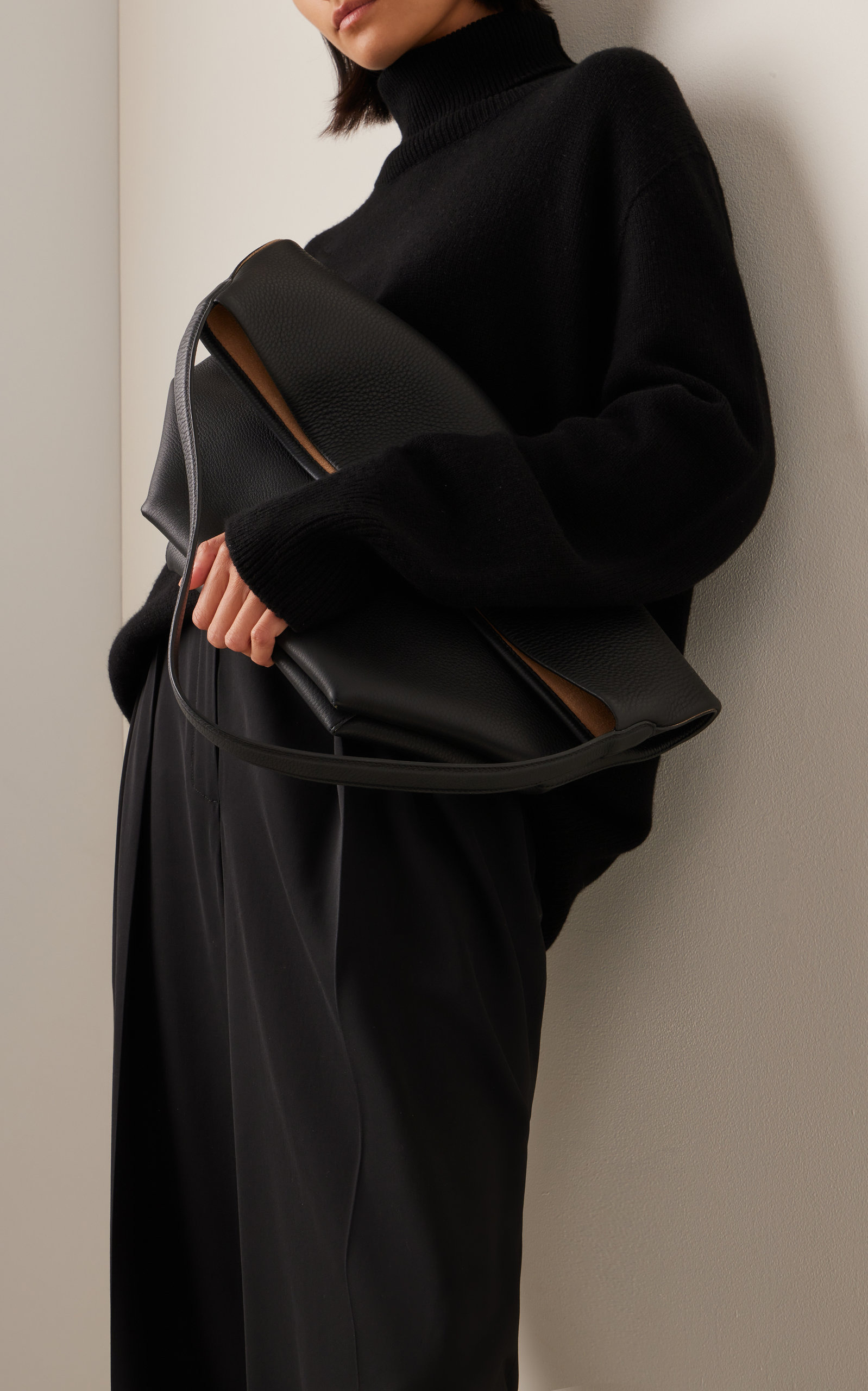 Large N/S Park Leather Tote Bag black - 3