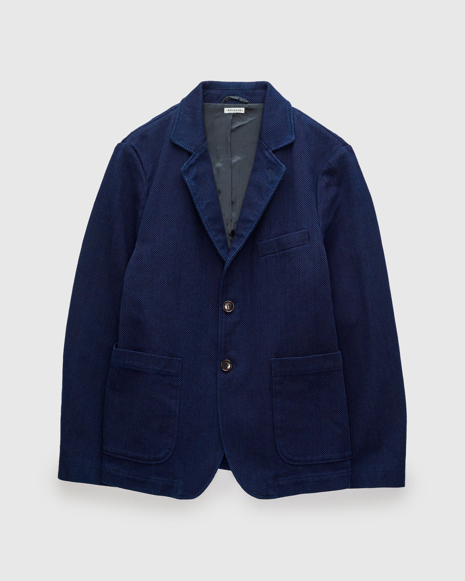 Double Cloth Sashiko Tailored Jacket in Pure Indigo - 1