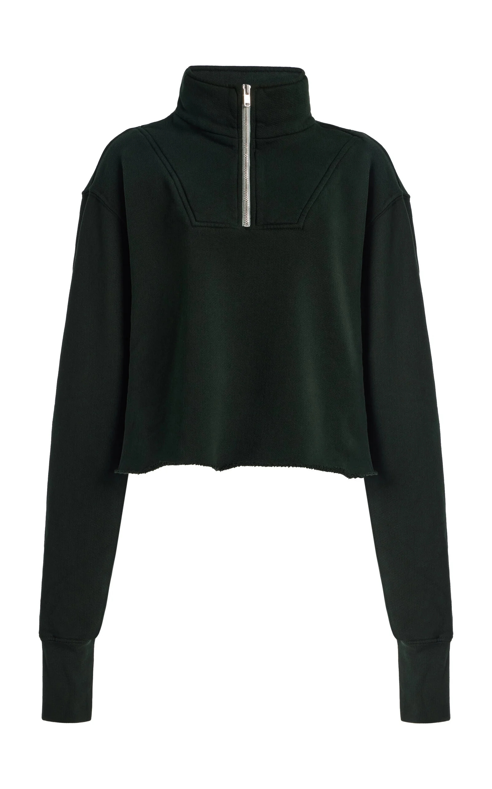 Haley Cropped Half-Zip Cotton Sweatshirt - 1