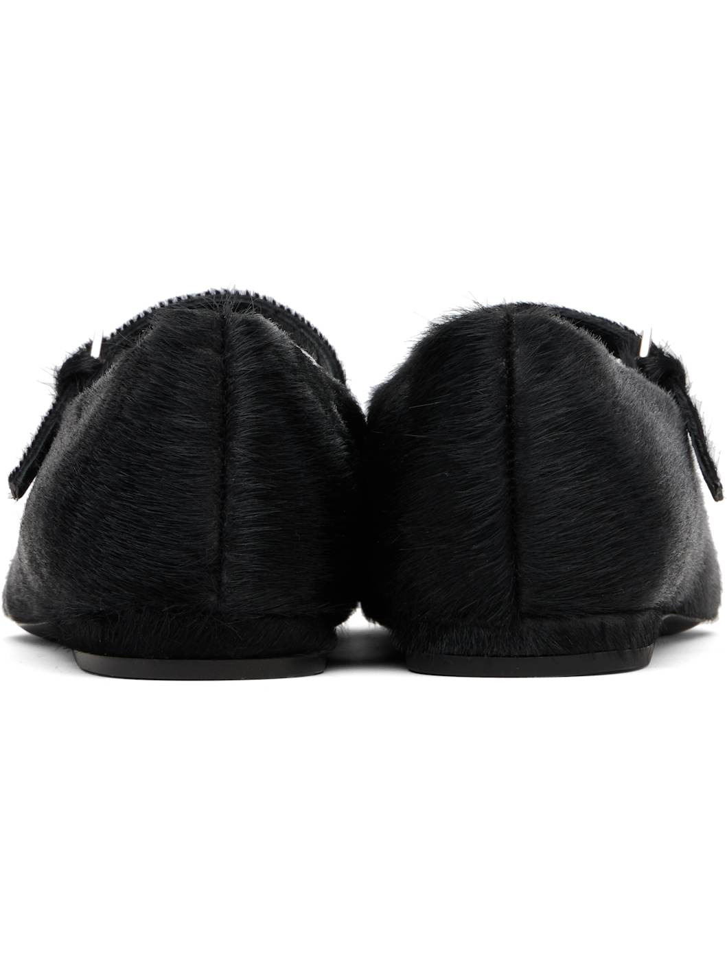 Black Leone Pony-Effect Leather Flats - 2