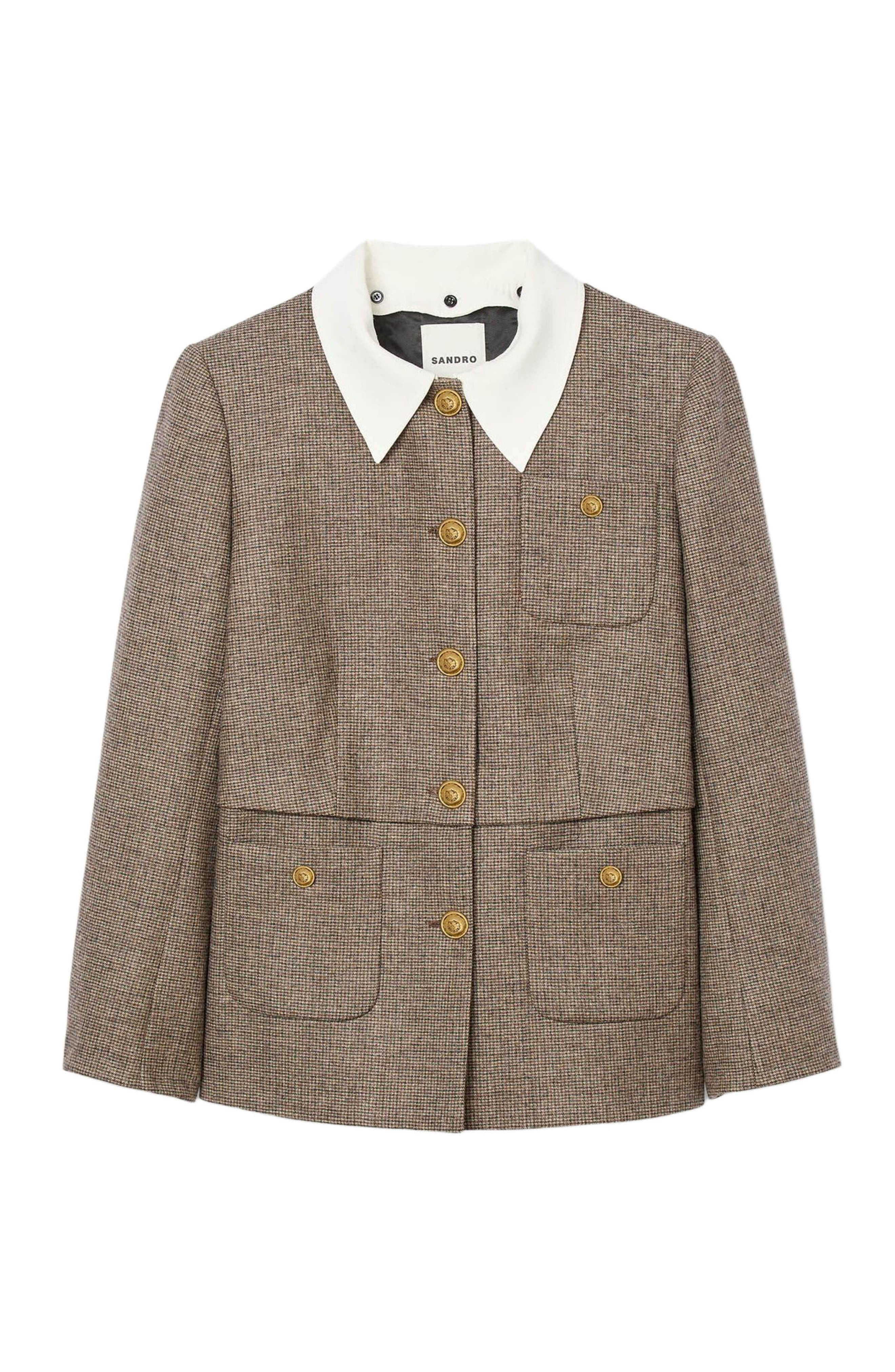 SANDRO Houndstooth suit jacket in Brown at Nordstrom - 6